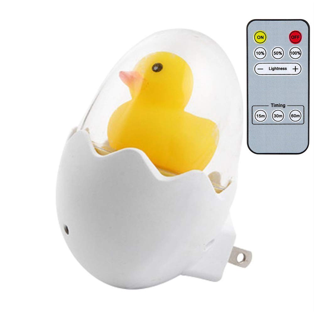 LED Night Light for Kids - Adjustable Brightness & Timer Remote Control, Cute Yellow Duck Shape, Perfect for Bedrooms & Nurseries