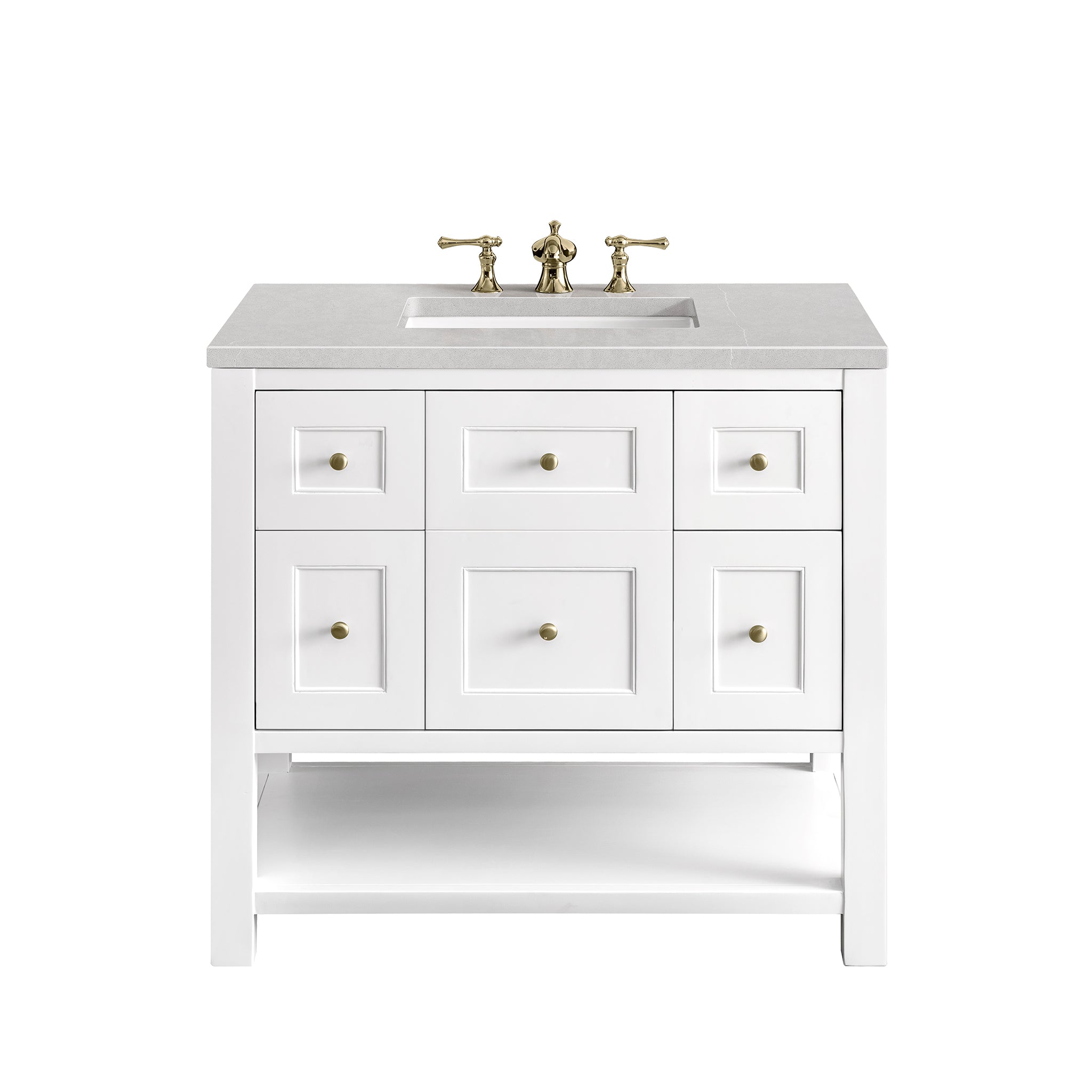 Breckenridge 36 Inch Single Bathroom Vanity Set with 3CM Eternal Serena Quartz Countertop in Bright White - Perfect for Modern Master Bathrooms & Powder Rooms