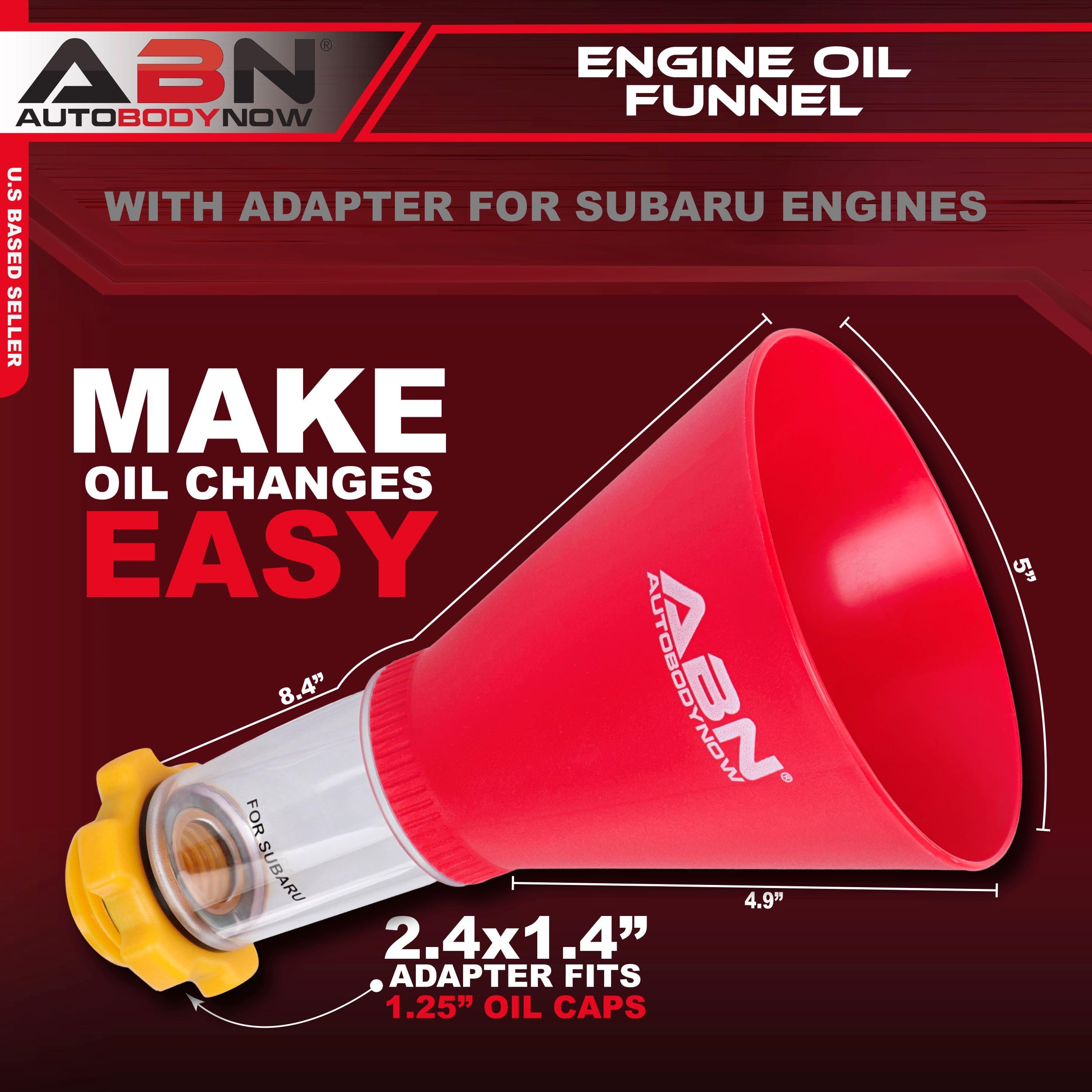 ABN Automotive Oil Funnel for Subaru - No Spill Engine Oil Change Funnel with Adapter | Perfect for DIY Car Maintenance & Quick Oil Changes