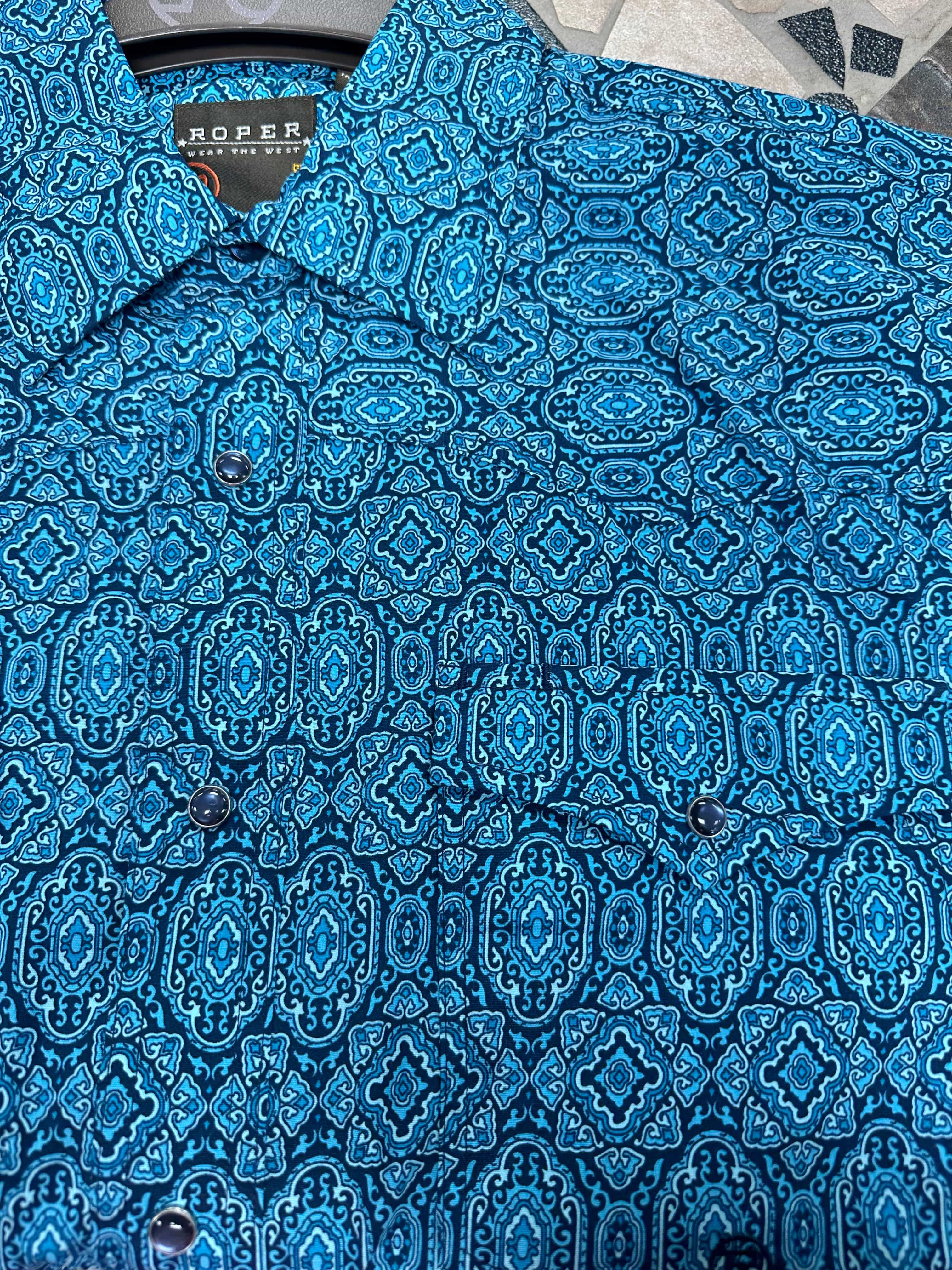 Men's Roper Autumn Sky Snap Western Shirt - Stylish Cowboy Button-Up for Casual Wear, Rodeo & Outdoor Adventures