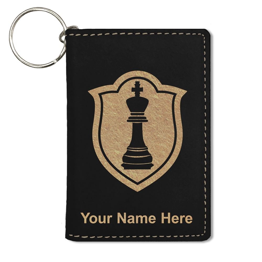 Personalized Engraved ID Holder Wallet - Chess King Design for Men & Women | Perfect for Office, Travel & Gift Giving