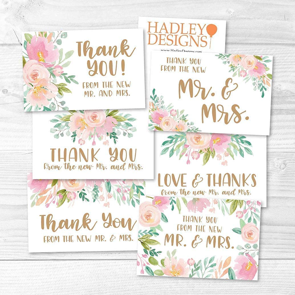Hadley Designs - 50 Floral Wedding Advice & Well Wishes Cards with 24 Thank You Cards | Alternative Wedding Guest Book & Bridal Shower Games | Perfect for Wedding Guest Books, Bridal Showers & Reception Activities