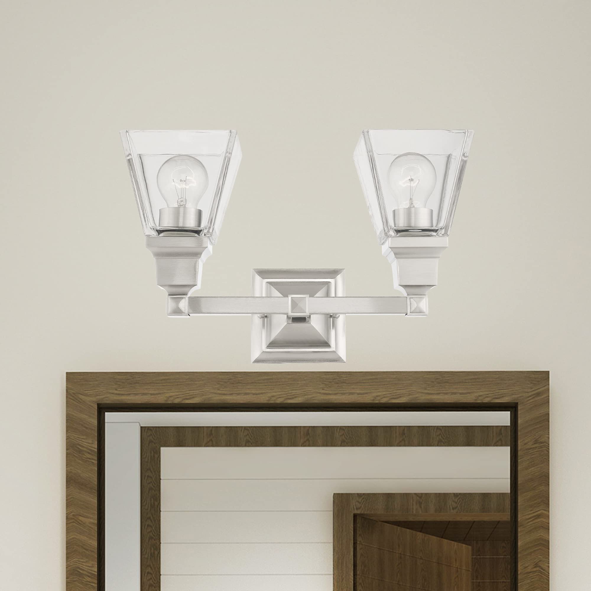 Livex Lighting 17172-02 2-Light Polished Brass Bathroom Vanity Light Fixture - Perfect for Modern Bathroom, Powder Room & Dressing Area Lighting