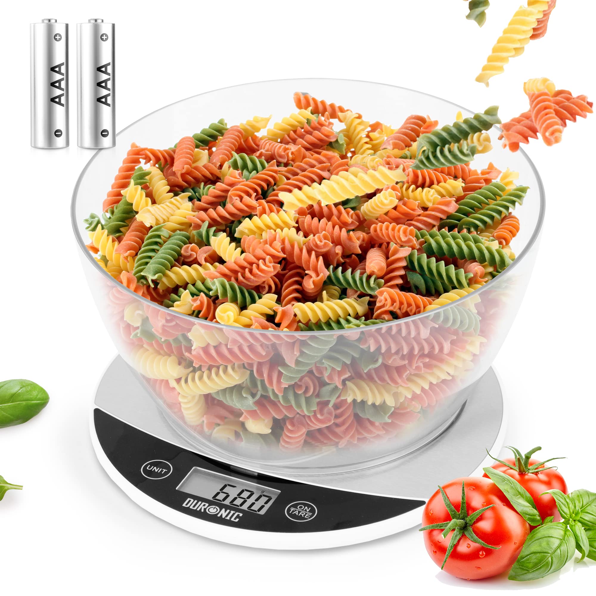 **Duronic KS3000 Digital Kitchen Scale with Bowl - Precision Food Scale for Cooking, Baking, Pet Food & Postal Weighing - Backlit LCD Display - Perfect for Home, Restaurant & Meal Prep**