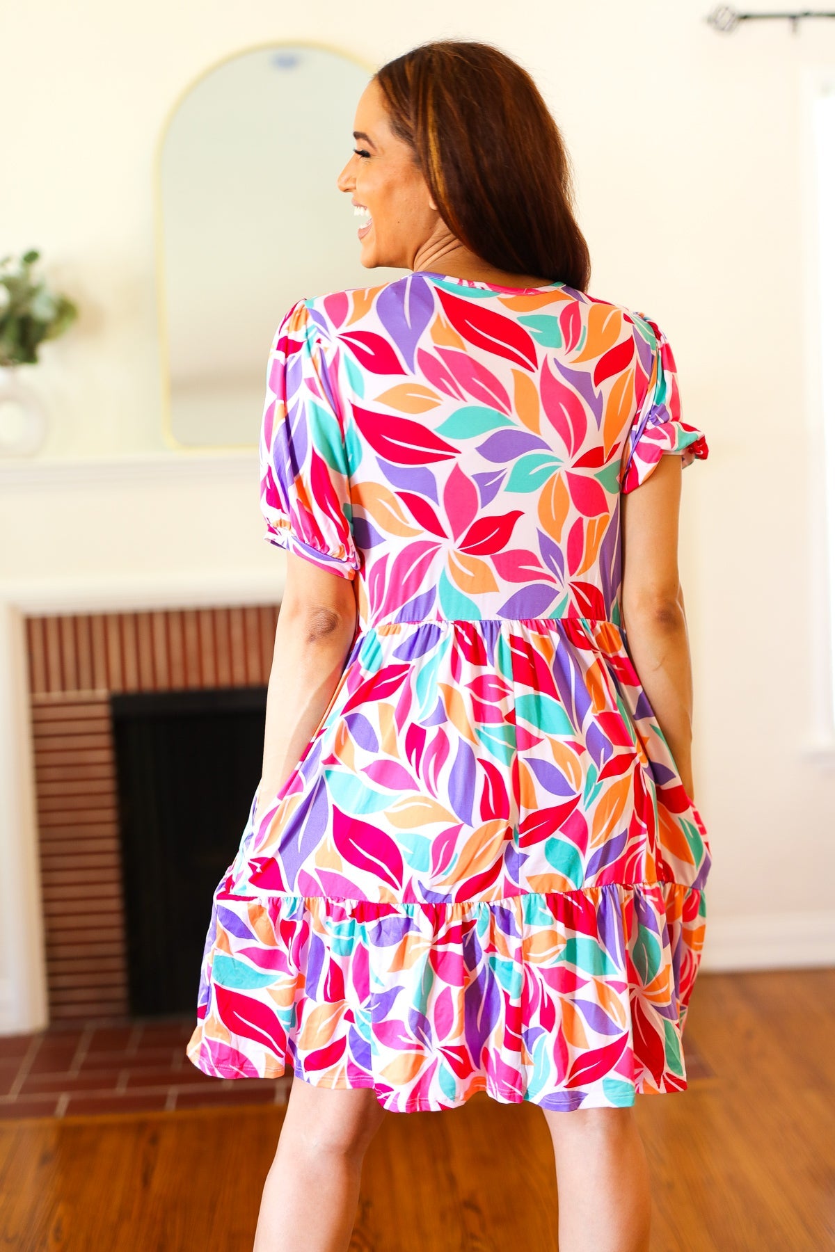 Multicolor Floral Tiered Front Tie Pocketed Dress - Comfortable & Stylish Women's Summer Dress for Casual Outings, Parties & Vacations