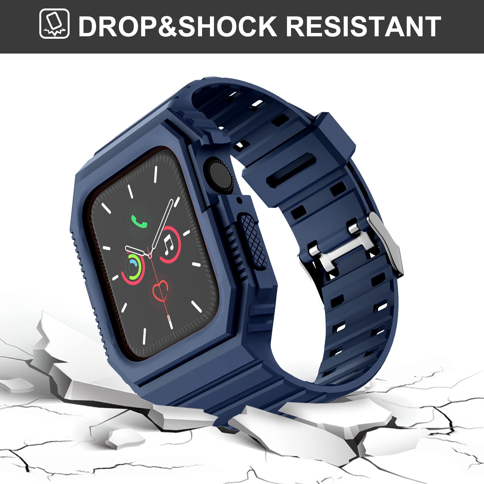 Premium Apple Watch Bands Compatible with 38mm 40mm 42mm 44mm - Durable TPU Sport Strap with Protective Bumper Case for Series 7/6/5/4/SE/3/2/1 - Perfect for Workouts, Running & Everyday Wear for Men & Women