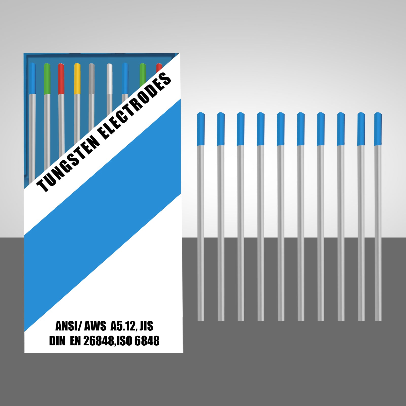 SSimder WL20 Blue TIG Welding Tungsten Electrode 10 Pack - Premium 2% Lanthanated Tungsten for Steel, Stainless Steel & Alloys - Perfect for Arc Welding, Fabrication & Metalworking Projects
