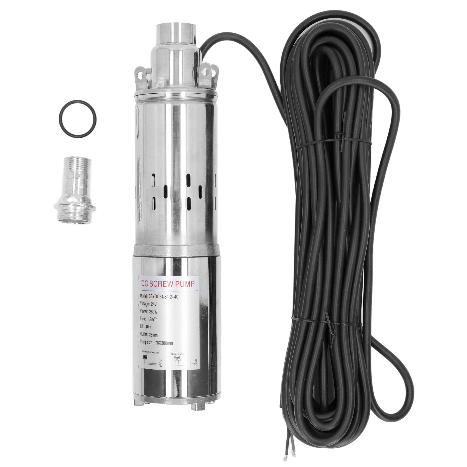 JMORCO 24V 260W All-Copper Submersible Solar Screw Pump - High Flow Teflon Rubber for Farmland Irrigation | Solar Water Pump for Agriculture, Garden & Pond Use