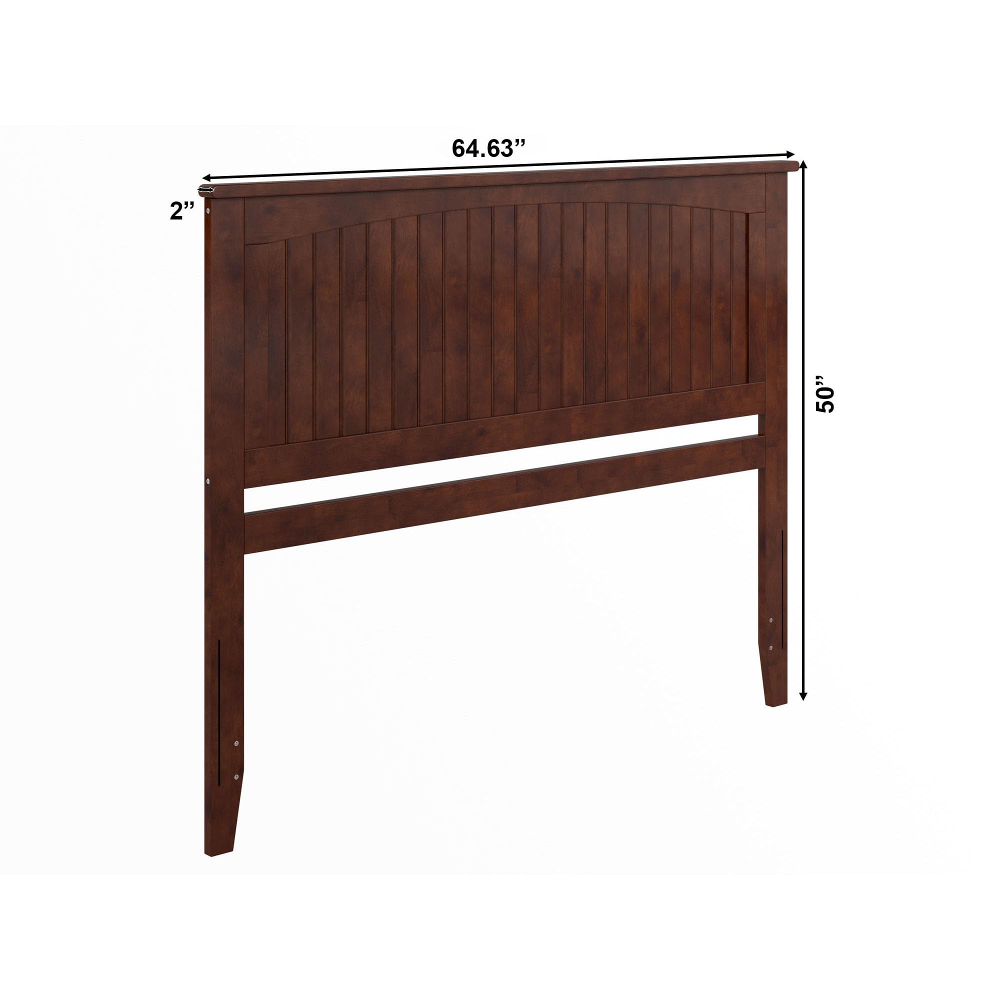 AFI Nantucket Queen Solid Wood Panel Headboard with USB Charging Ports - Walnut Finish - Modern Bedroom Furniture for Master Bed or Guest Room