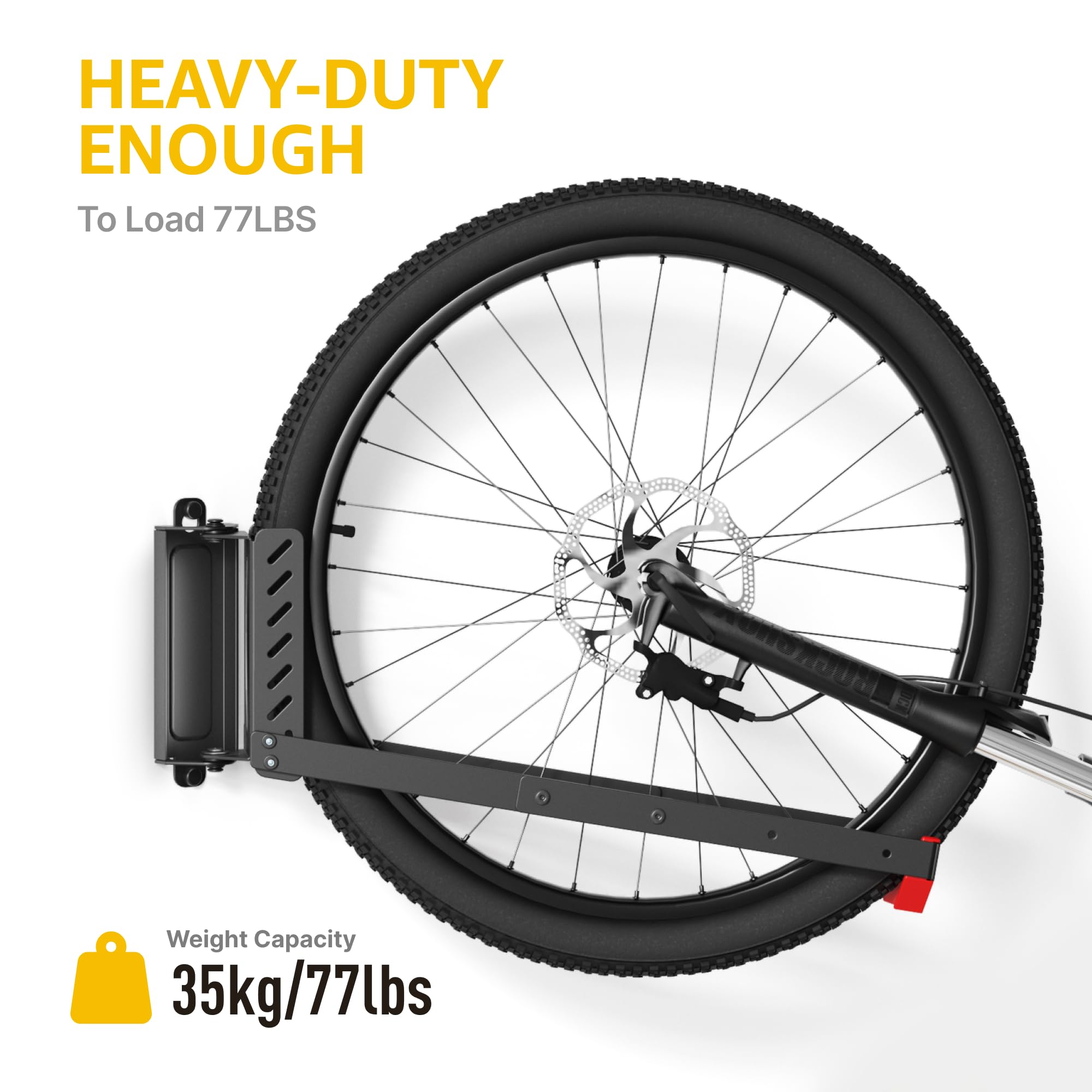monTEK Swivel Bike Wall Mount - Heavy Duty 2 Pack, No Heavy Lifting Bike Hanger for Garage Storage, Space Saving Bike Rack Holds Up to 77 lbs - Perfect for Small Apartments, Cycling Enthusiasts & Home Gym Organization