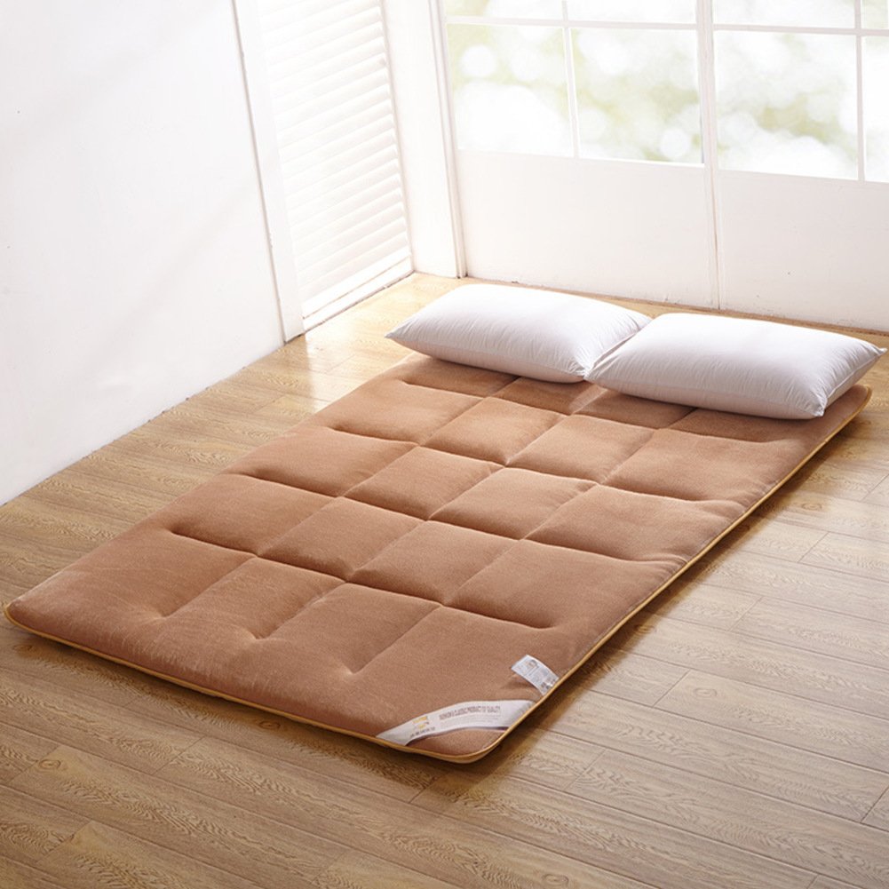 **SATATAM Flannel Japanese Floor Futon Mattress - Foldable Roll Up Sleeping Pad, Matt Mat, Shikibuton Bed Roll - Light Tan 120x200cm (47x79in) - Perfect for Guest Beds, Camping & Small Spaces**