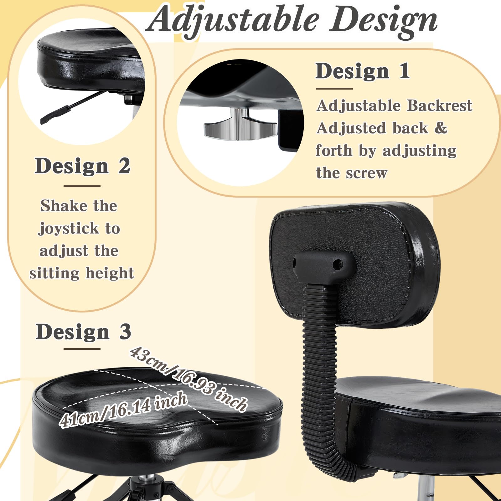 Adjustable Hydraulic Drum Throne with Backrest & Memory Foam Seat - Stable Bass Drum Stool for Adult Drummers & Guitar Players (Black, Apple Style) - Perfect for Home Studios, Live Performances & Music Practice Sessions