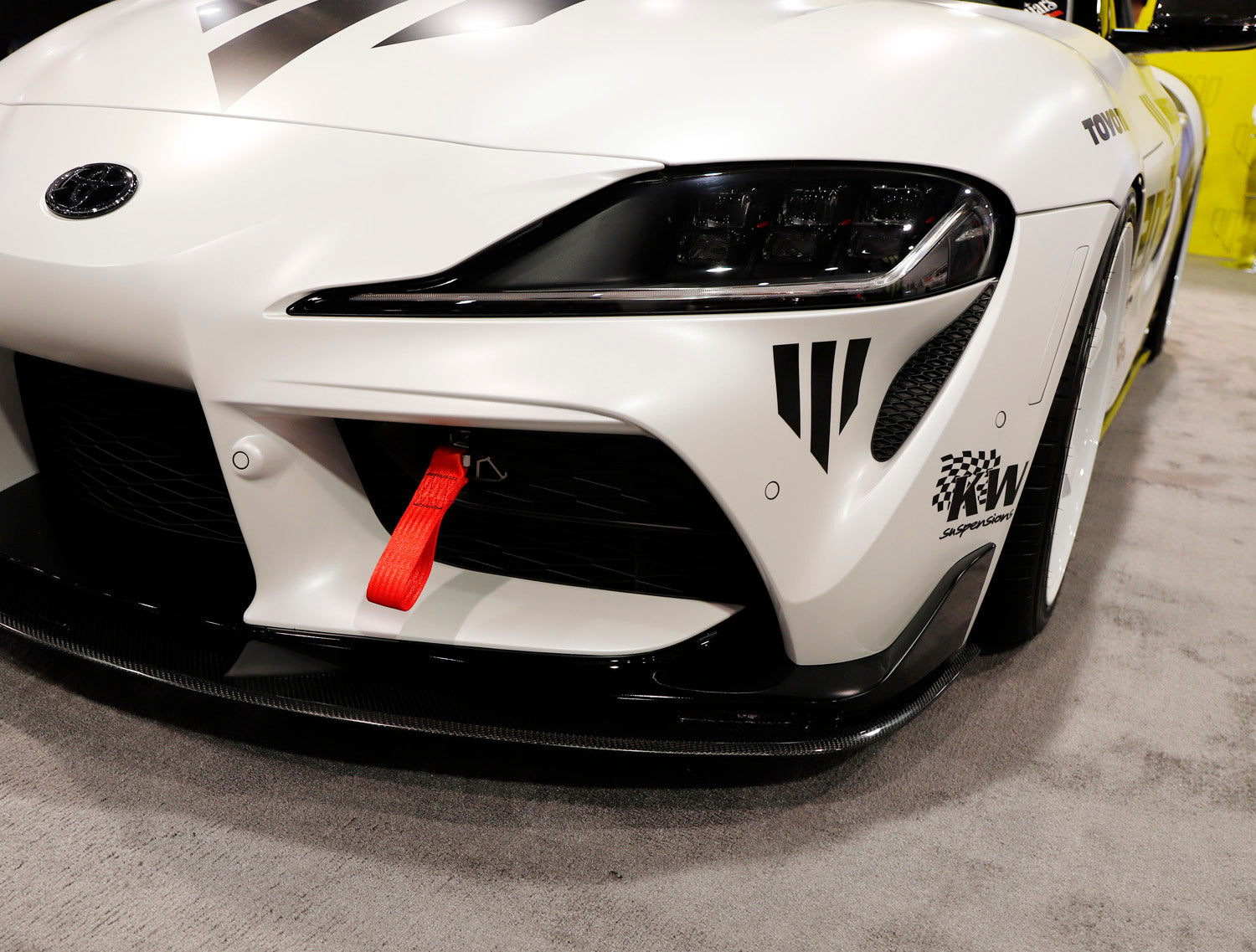 Red High Aesthetic Racing Tow Hook Strap Set for 2020-2023 Toyota Supra GR - Durable Car Accessory for Track Days & Motorsport Events
