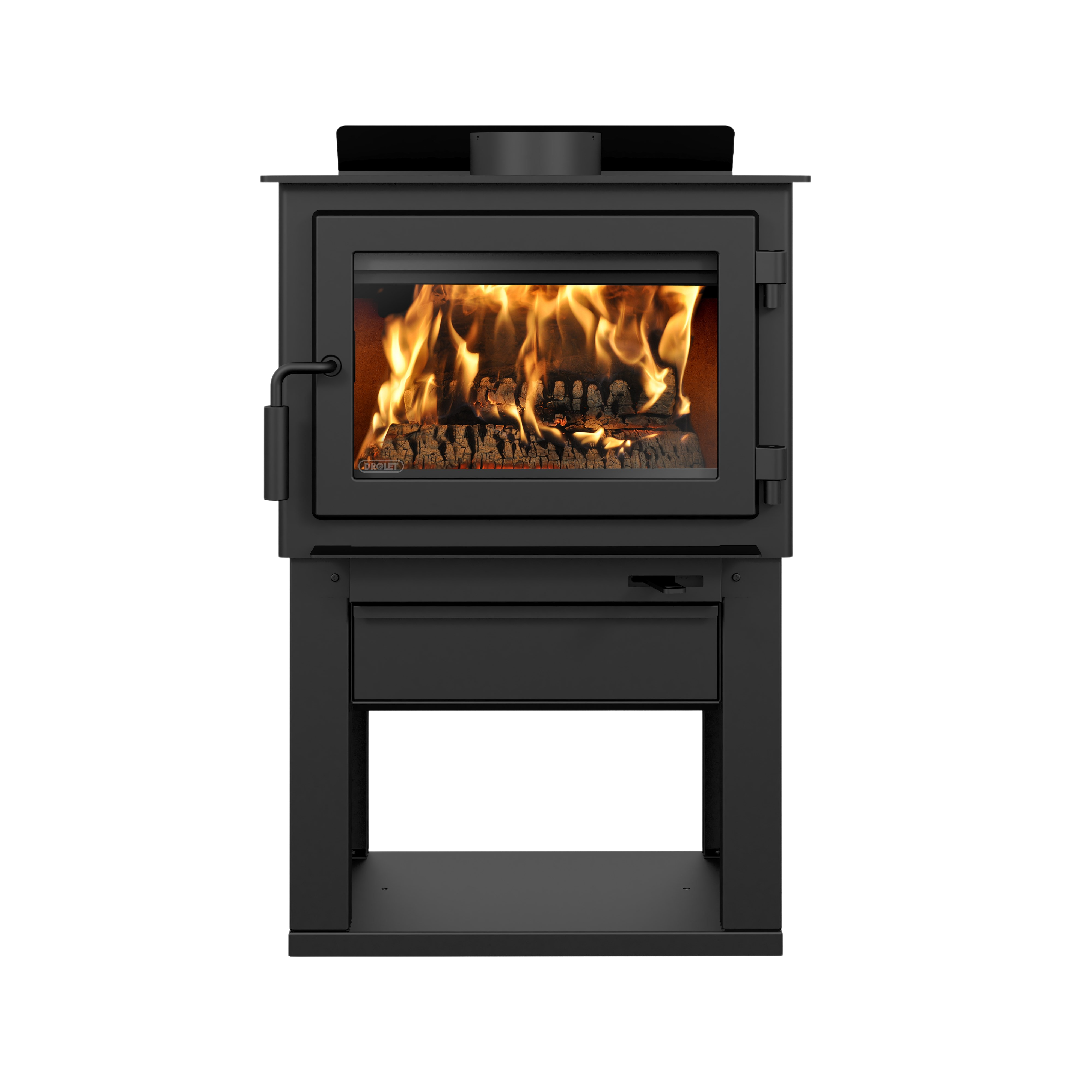 Drolet Deco II EPA Certified Wood Stove - 1,800 Sq. Ft Heating Capacity for Home & Cabin Use - Efficient Indoor Fireplace for Living Rooms, Bedrooms & Outdoor Spaces