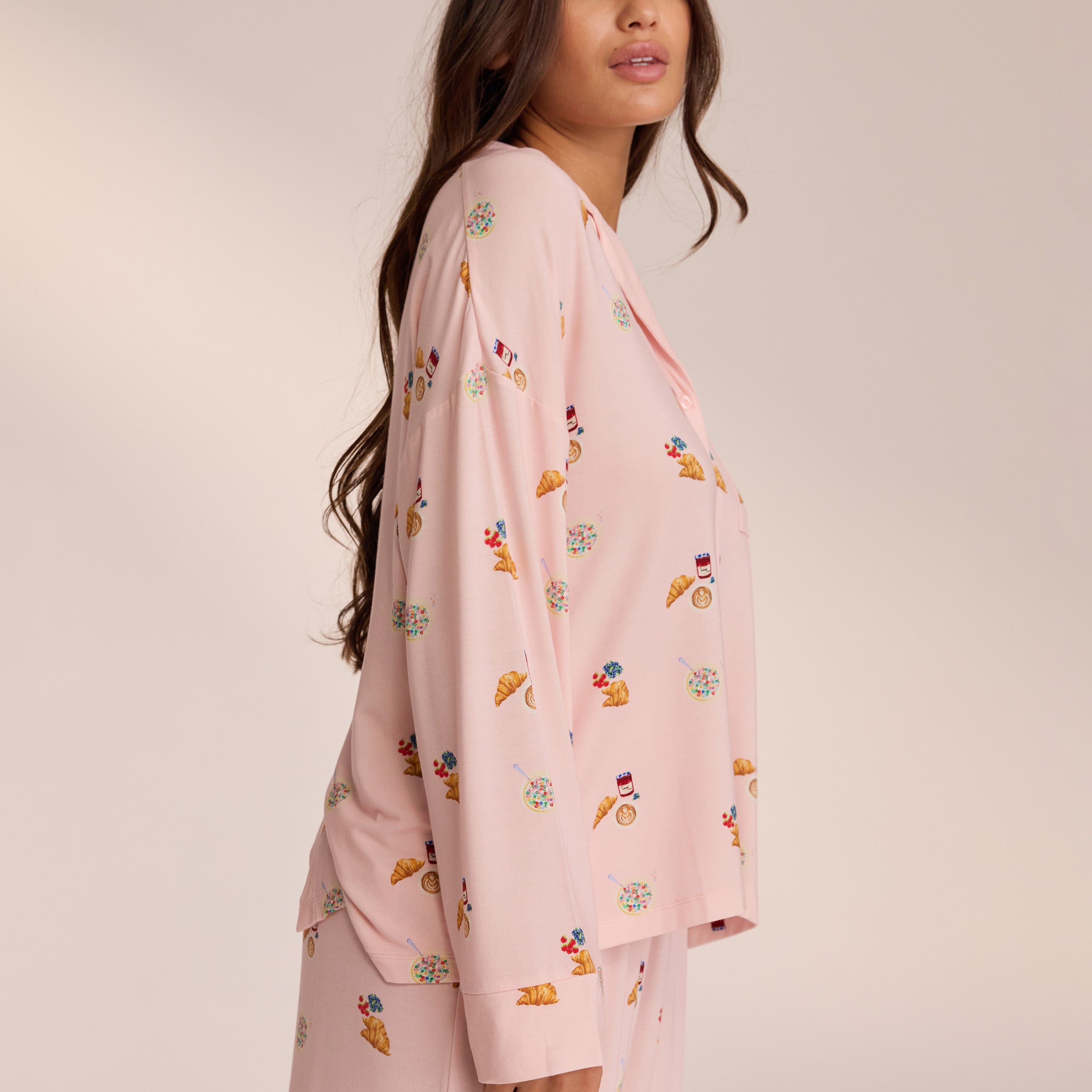 Soft Modal Pajama Shirt for Women - Comfortable Sleepwear Top in Light Pink | Perfect for Nightwear, Lounging & Relaxing at Home