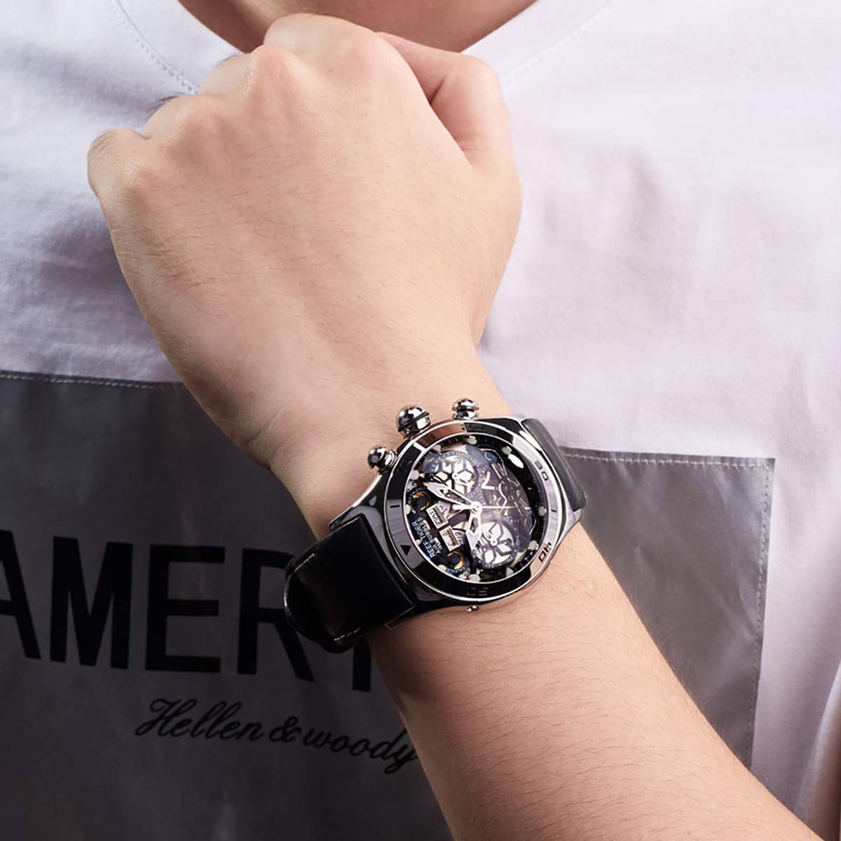 REEF TIGER Men's Black Skeleton Dial Steel Tourbillon Sport Watch RGA703 - Perfect for Outdoor Adventures, Gym Workouts & Business Casual Wear