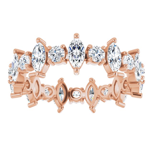 2.20 Carat Marquise & Round Diamond Eternity Band Wedding Ring for Women - Perfect for Anniversary, Engagement & Special Occasions
