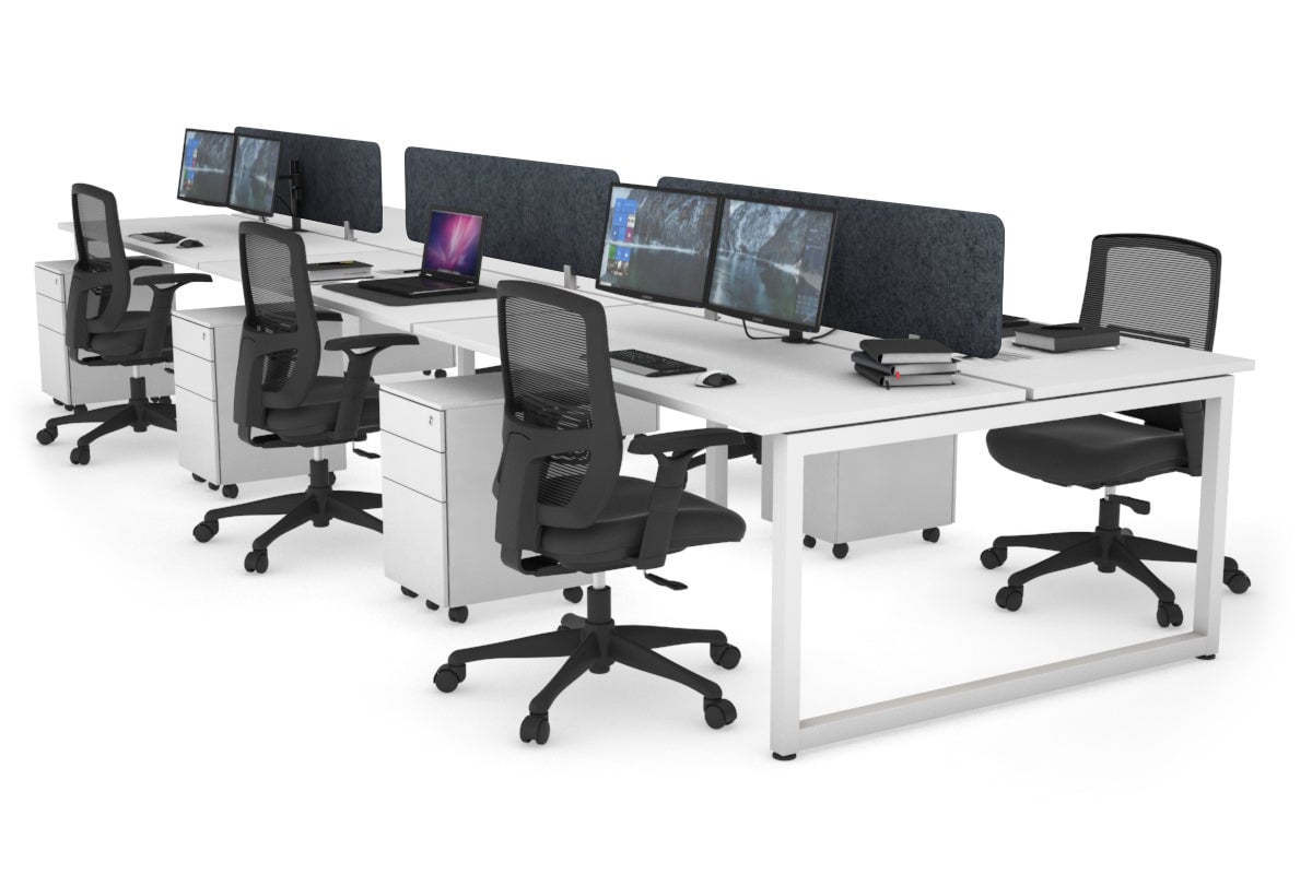 Quadro Loop Legs 6-Person Office Workstation Desk [1800L x 700W] - Modern Collaborative Workspace Solution for Team Projects & Open Office Layouts