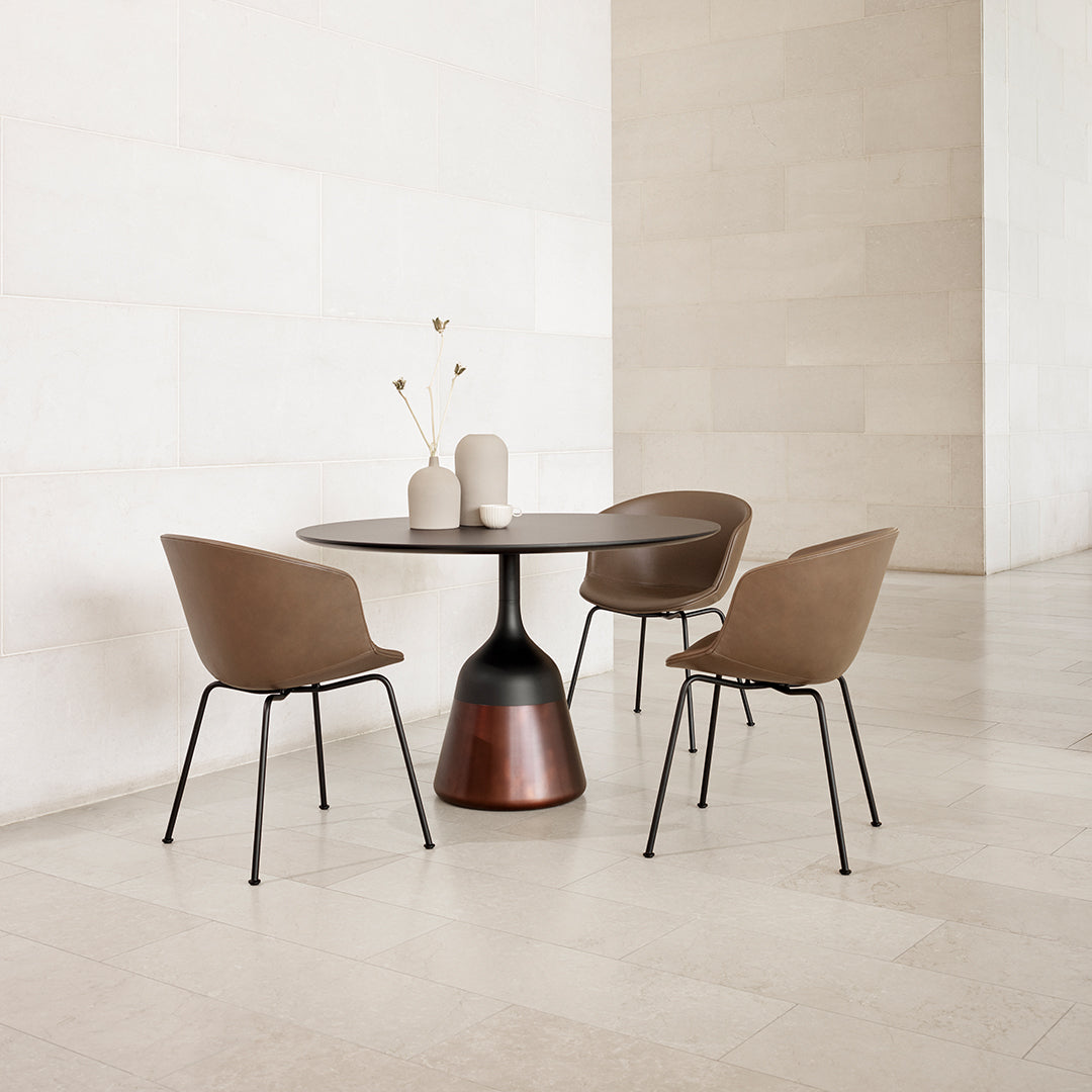 Modern Round Coin Dining Table - Elegant Metal Base & Tempered Glass Top for Kitchen, Dining Room, or Breakfast Nook - Perfect for Small Spaces & Contemporary Home Decor