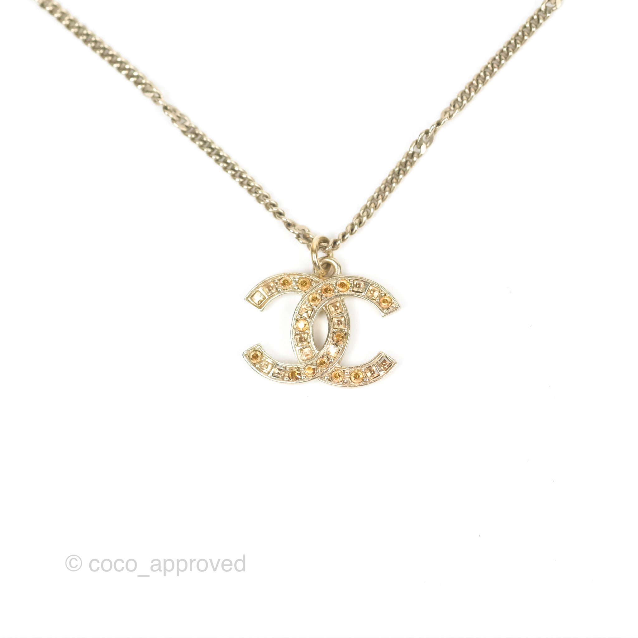 Chanel CC Star Yellow Rhinestone Necklace Gold Tone 21S - Elegant Fashion Jewelry for Women, Perfect for Parties, Weddings & Special Occasions
