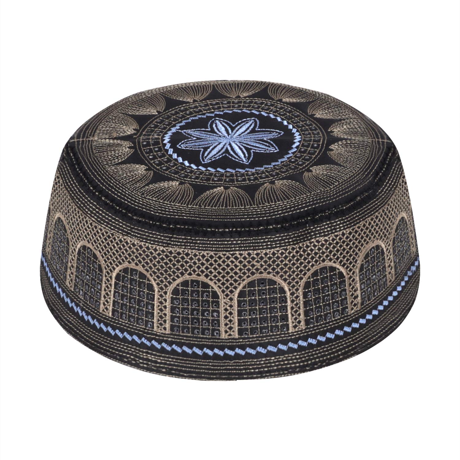 Men's Muslim Prayer Kufi Hat - Embroidered Islamic Skull Cap for Prayer & Daily Wear - Perfect for Salah, Mosque, Eid & Special Occasions