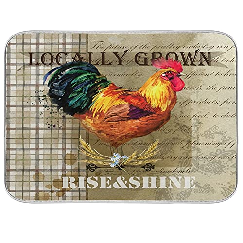 Vintage Rooster Dish Drying Mat 16