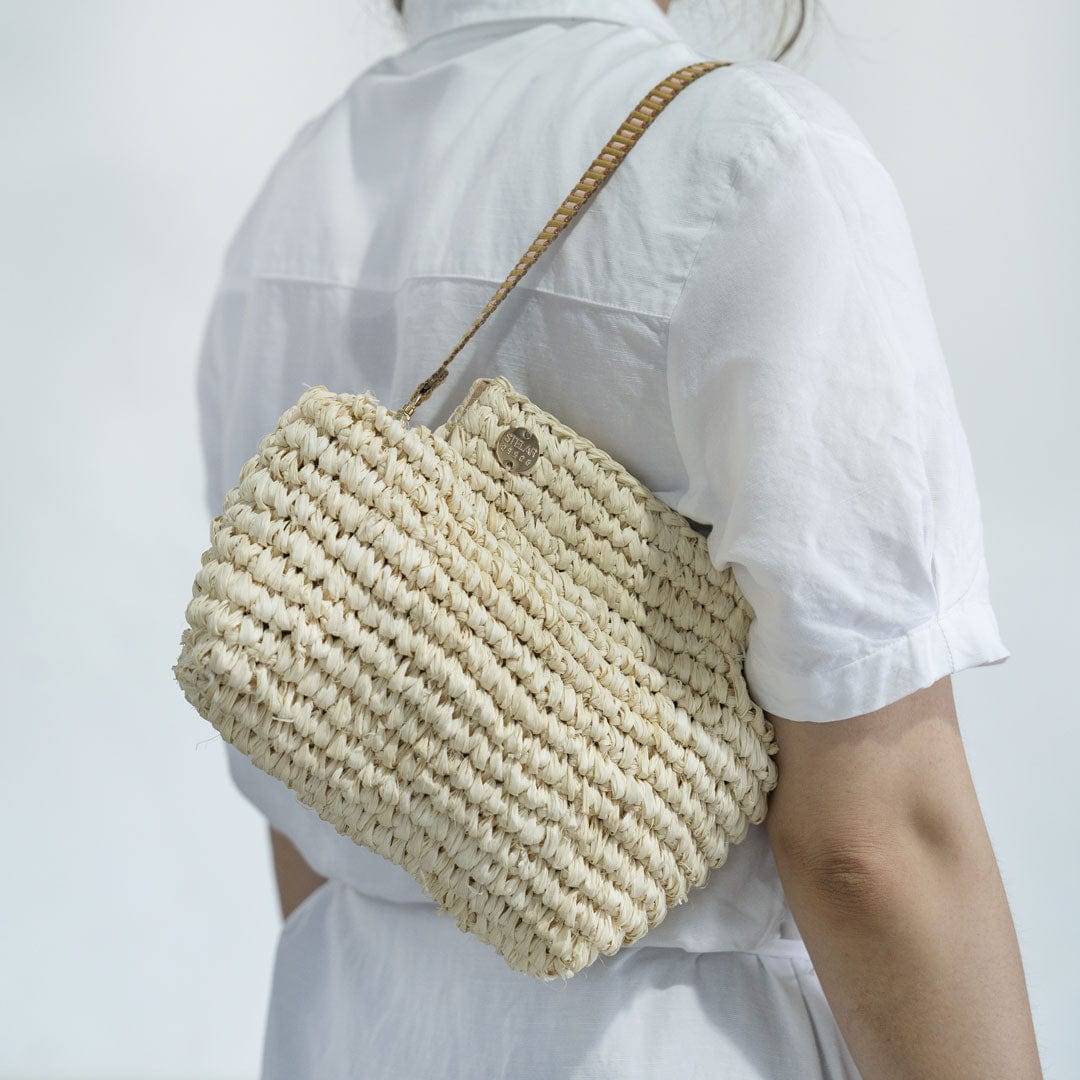 Lilis Vegan Small Raffia Frame Clutch Bag - Natural & Copper Stripe Handbag for Women | Perfect for Beach, Wedding, and Summer Outfits
