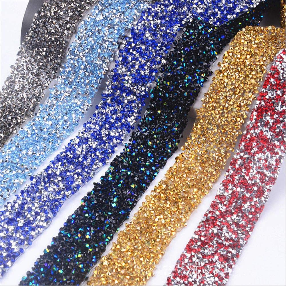 RAYNAG 1 Yard Rhinestone Wrap Roll - Sparkling Crystal Ribbon Trim for Vase Decor, Table Centerpieces, Wedding & Party Decorations - Light Blue | DIY Craft, Gift Wrapping, Home & Event Decoration Accessories