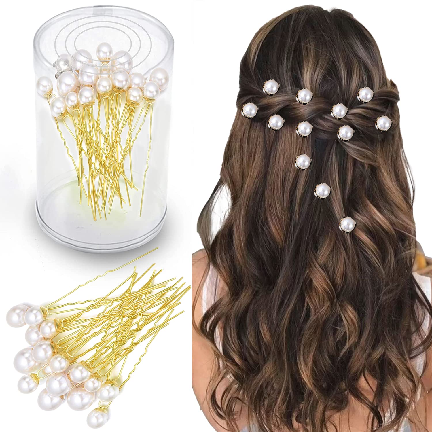 TEMPERIA 12-Piece Pearl Hair Clips for Women & Girls - Elegant U-Pin Hair Accessories for Bridal Hairstyles, Weddings & Parties (White) - Perfect for Prom, Formal Events & Special Occasions