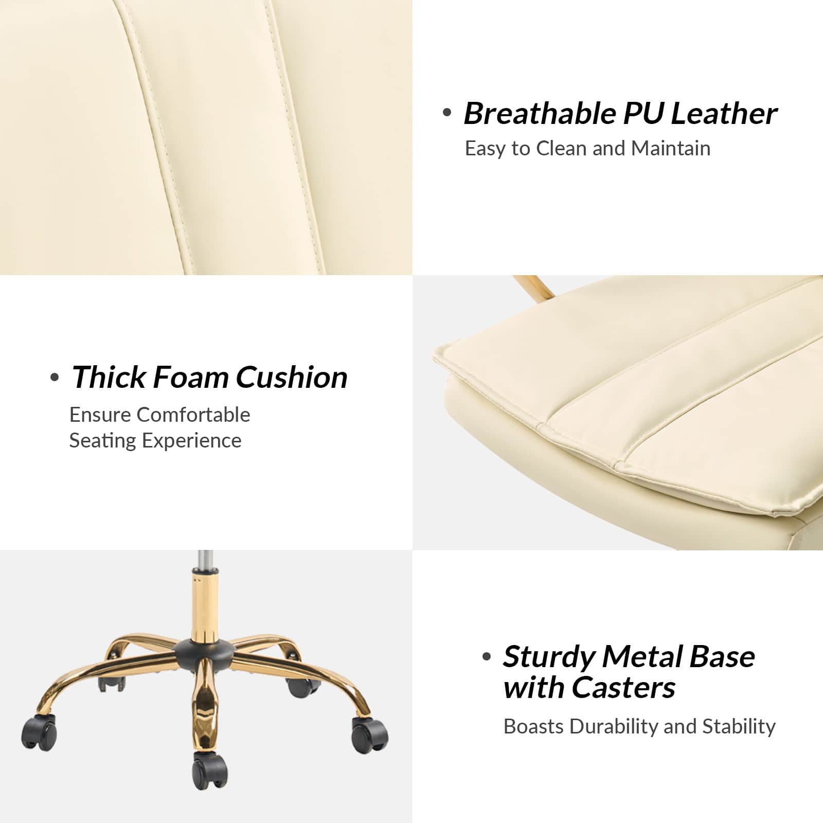 Roberto PU Leather Rocking Office Chair - Ergonomic Desk Chair with Adjustable Height & Swivel Base for Home Office, Gaming, and Workspace Comfort