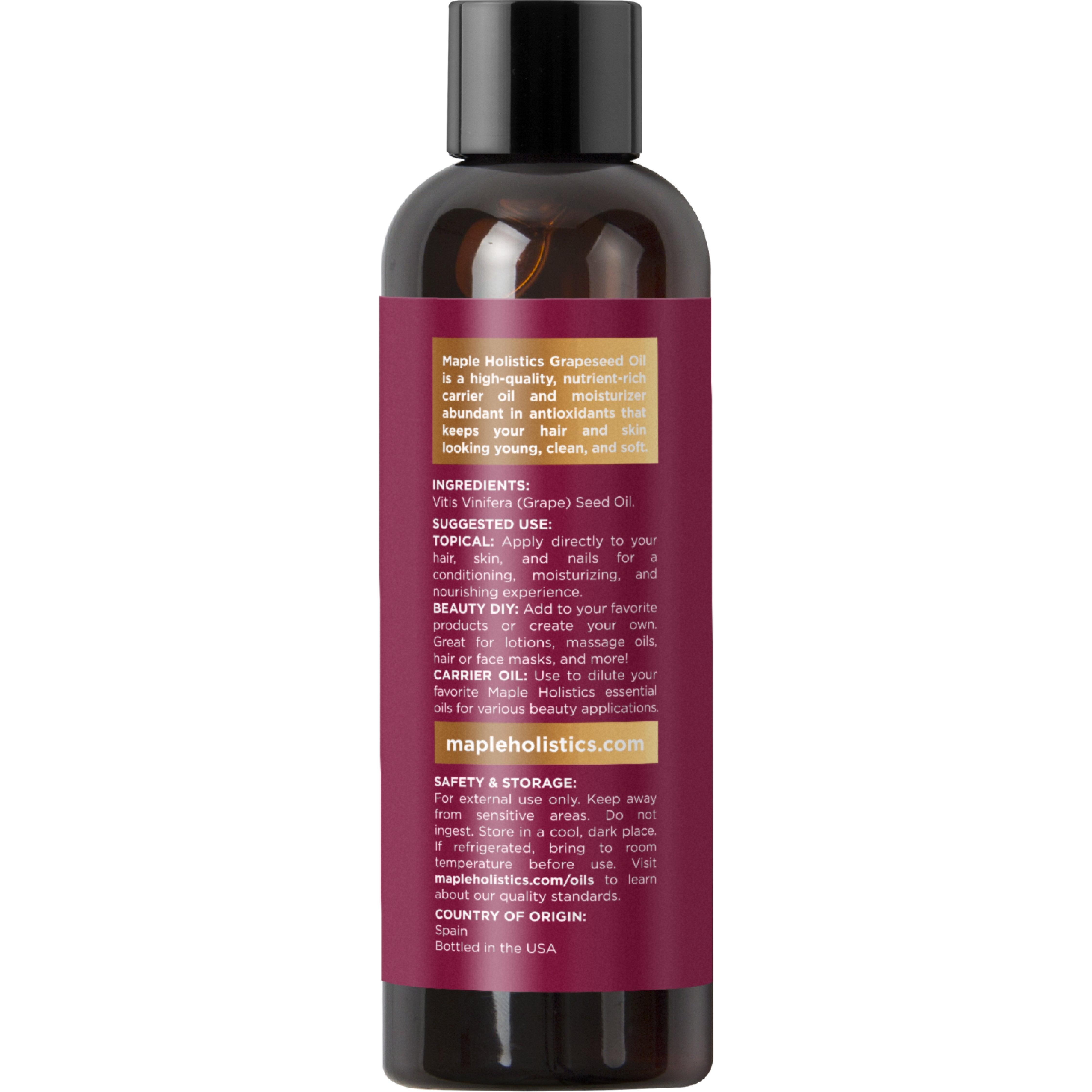 Organic Cold-Pressed Grapeseed Oil - 100% Pure Natural Cooking Oil for High Heat & Skin Care - Perfect for Frying, Baking, Salad Dressing & DIY Beauty Products