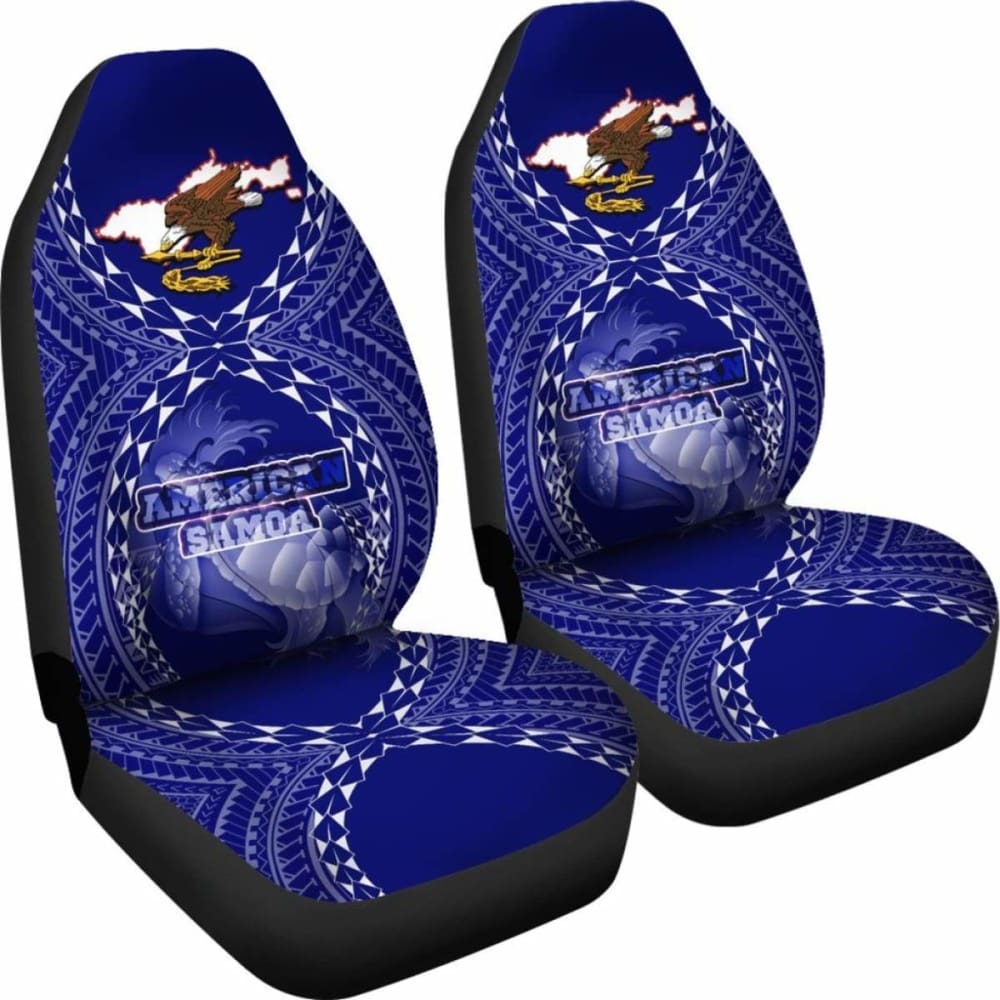 American Samoa Polynesian Car Seat Covers - Premium Custom Fit with Authentic Polynesian Tattoo Design & Flag - Universal 18