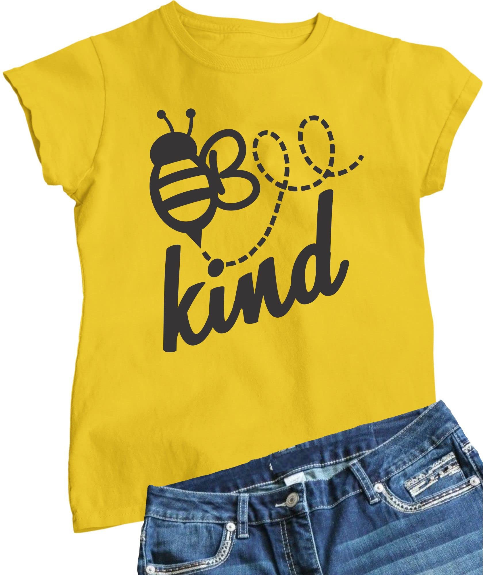 Women's Bee Kind Graphic T-Shirt - Cute & Inspirational Bee Design - Perfect for Casual Wear, Gifts & Nature Lovers