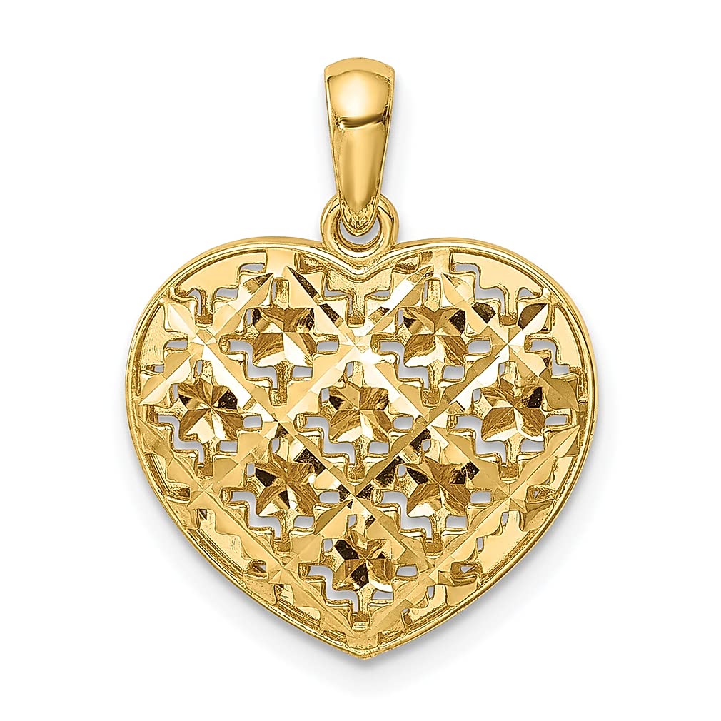 14K Yellow Gold 3D Heart Pendant Necklace - Elegant Puffed Love Charm Jewelry for Women, Perfect Gift for Her - Ideal for Anniversaries, Valentine's Day & Romantic Occasions