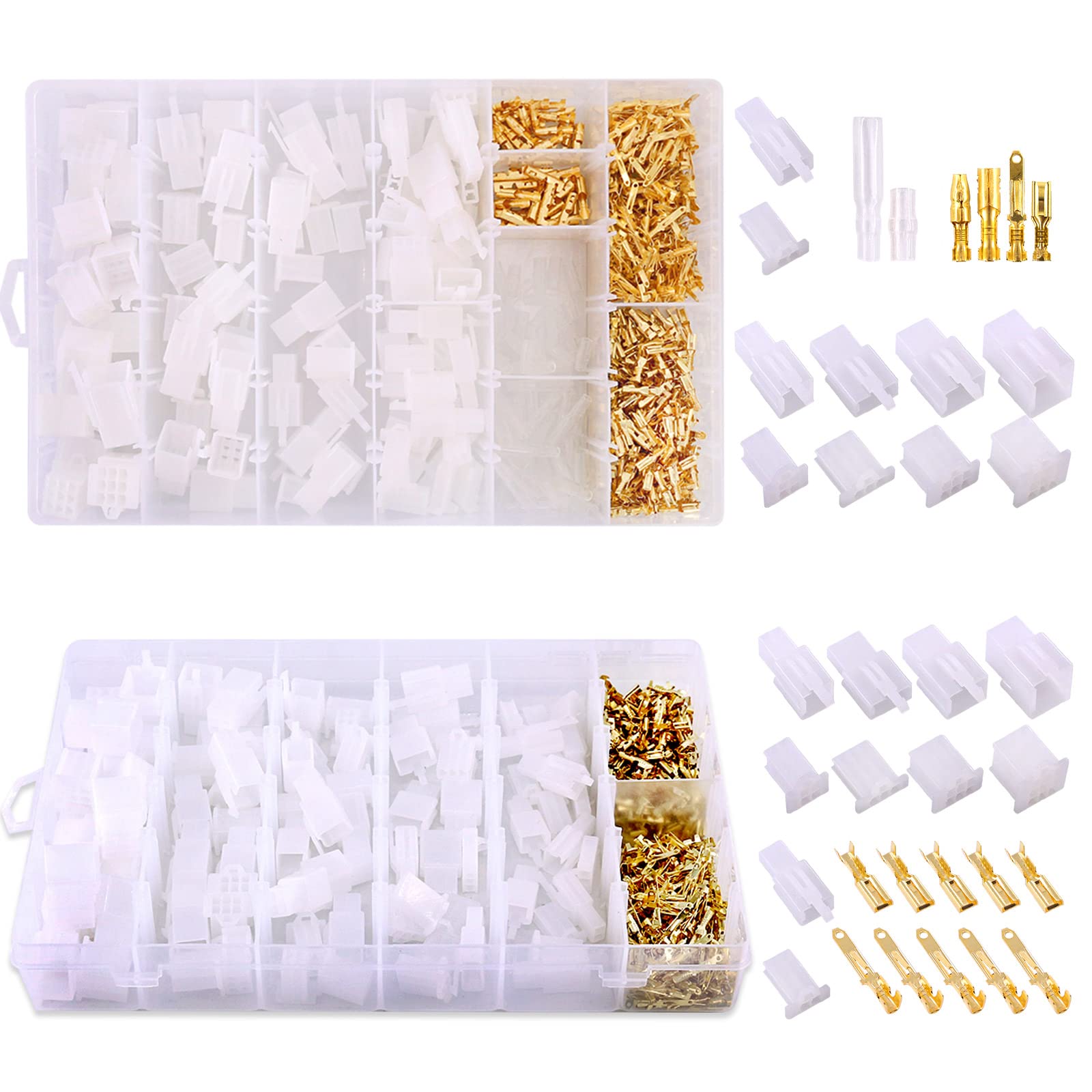 Swpeet 700Pcs & 580Pcs 2.8MM Automotive Electrical Wire Connectors Kit - Car, Truck, Motorcycle Wiring Repair & Electrical Projects