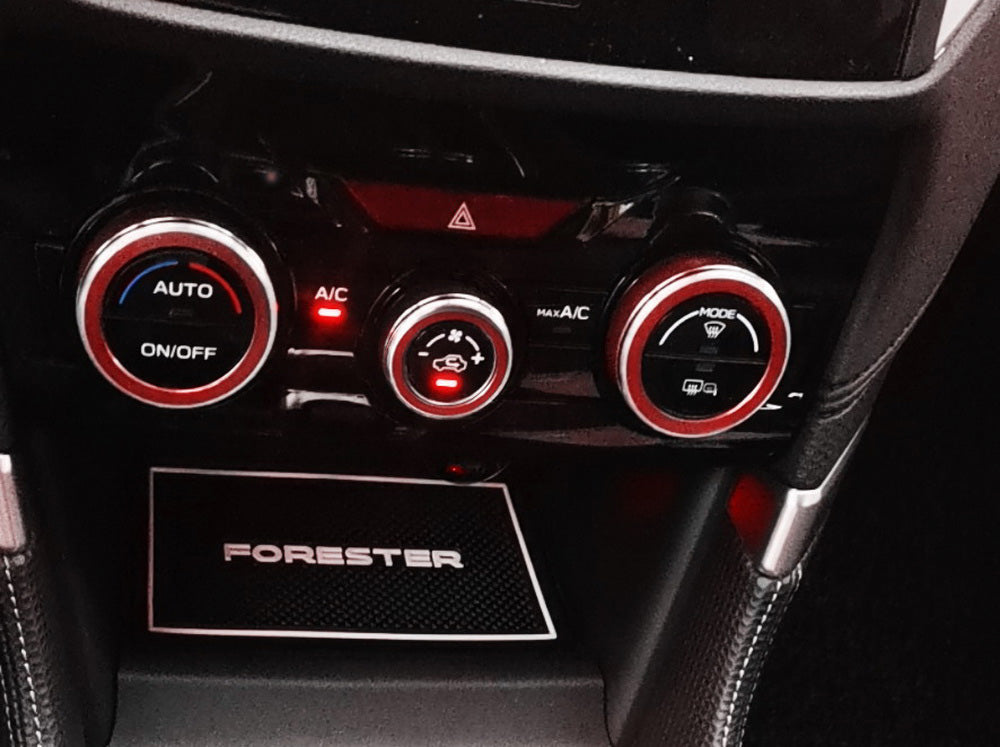 3-Piece Red AC Climate Control Switch Knob Ring Covers for Subaru 2018+ XV Crosstrek - Interior Car Accessories for Customization & Protection