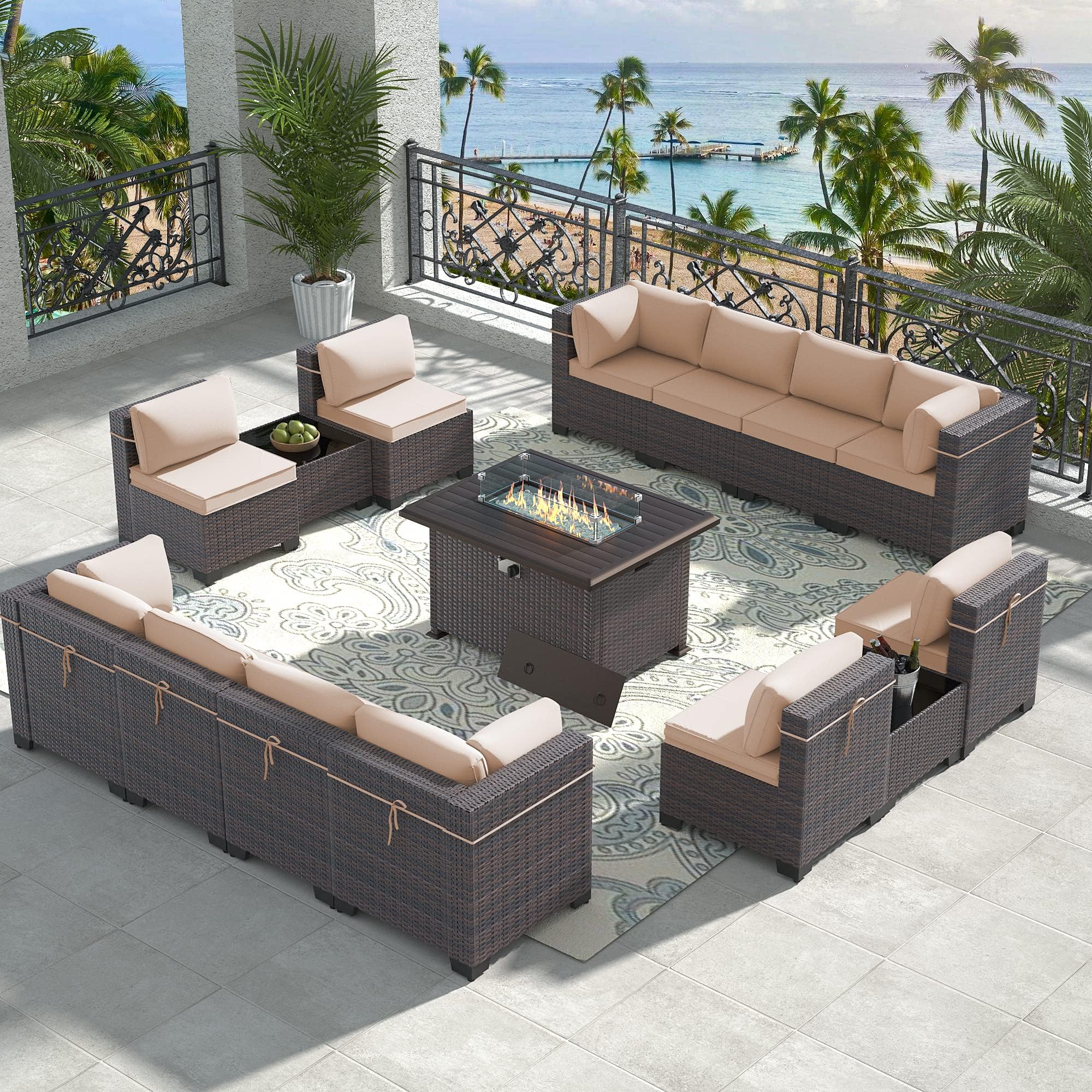 15-Piece Outdoor Patio Furniture Set with 43