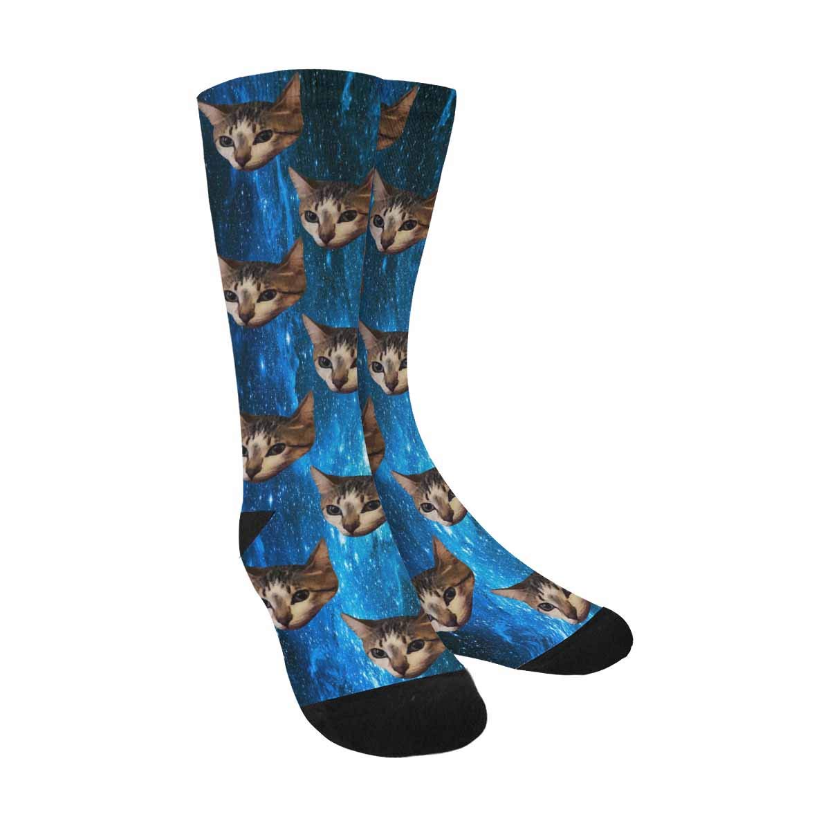 Custom Photo Socks with Faces - Personalized Space Galaxy Printed Crew Socks for Gifts, Couples & Family - Fun Novelty Socks for Birthdays, Christmas & Special Occasions