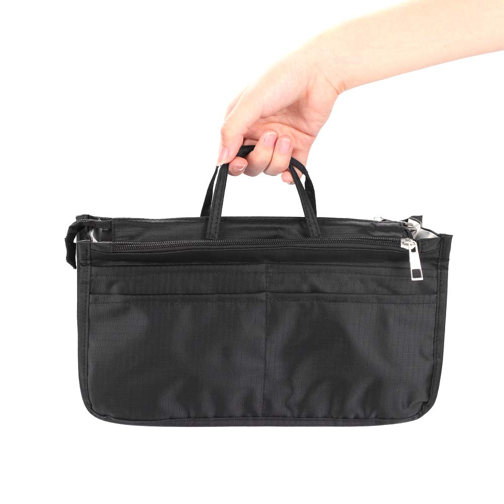 Oxford Cosmetic Bag for Women & Men - Waterproof Travel Makeup Organizer with Dry & Wet Separation - Medium Black Makeup Pouch for Toiletries, Cosmetics & Essentials - Perfect for Travel, Gym & Daily Use