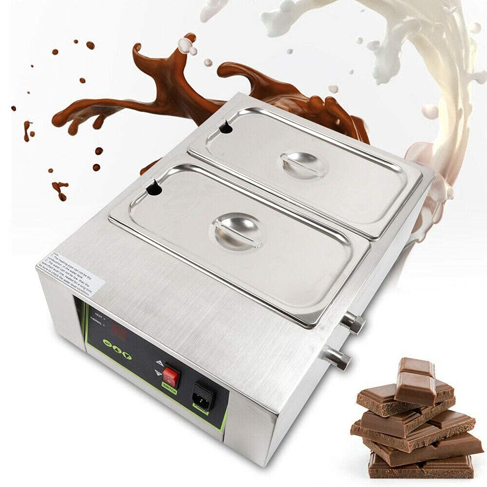 Gdrasuya10 1500W Commercial Chocolate Melting Pot Machine - Dual Tank Electric Chocolate Heater for Cheese & Fondue (10KG Capacity) | Perfect for Bakeries, Candy Shops & Chocolate Fountain Displays