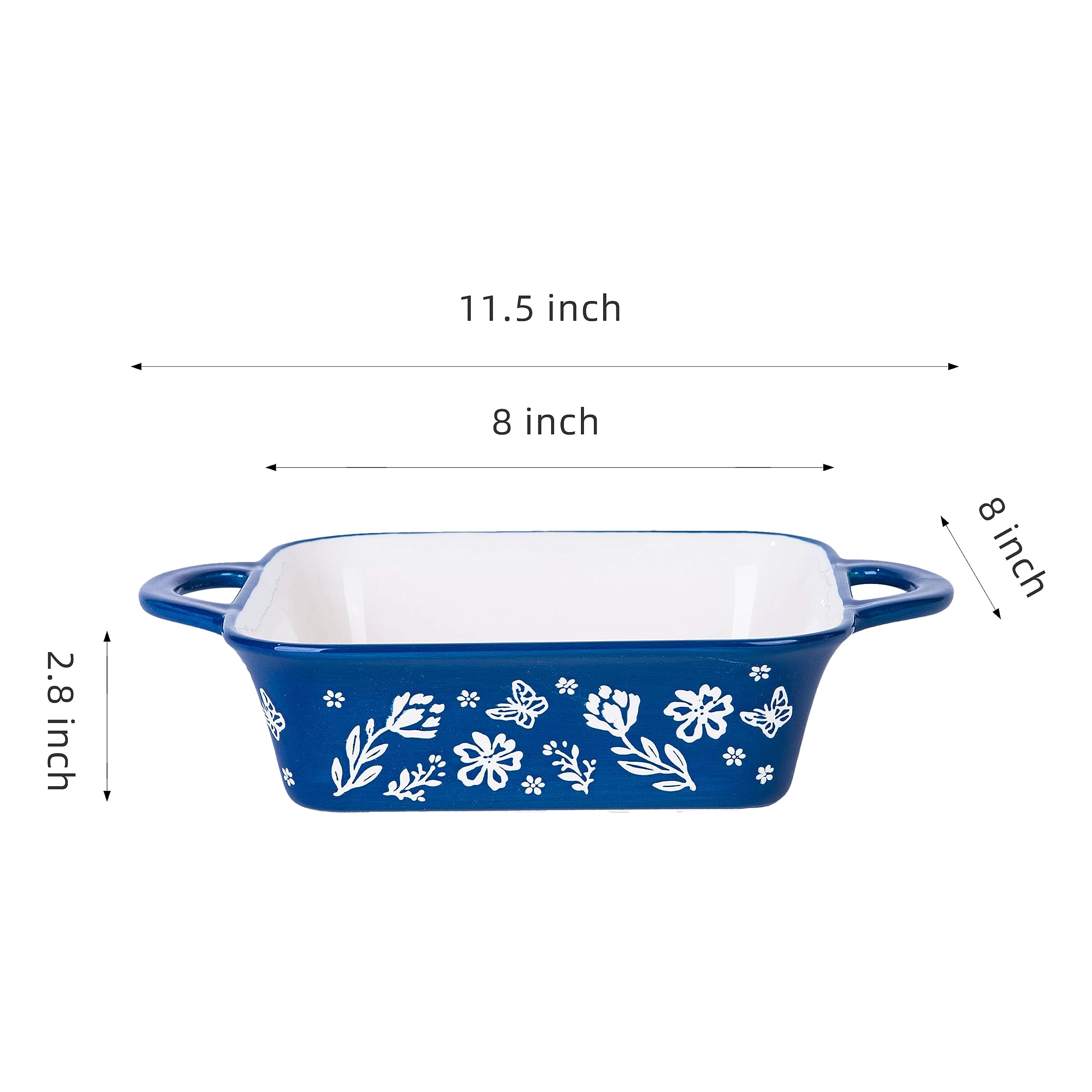 Wisenvoy 8x8 Inch Ceramic Baking Dish - Square Brownie Pan, Casserole Dish for Oven, Microwave & Freezer Safe - Perfect for Baking Brownies, Casseroles, Lasagna & Desserts