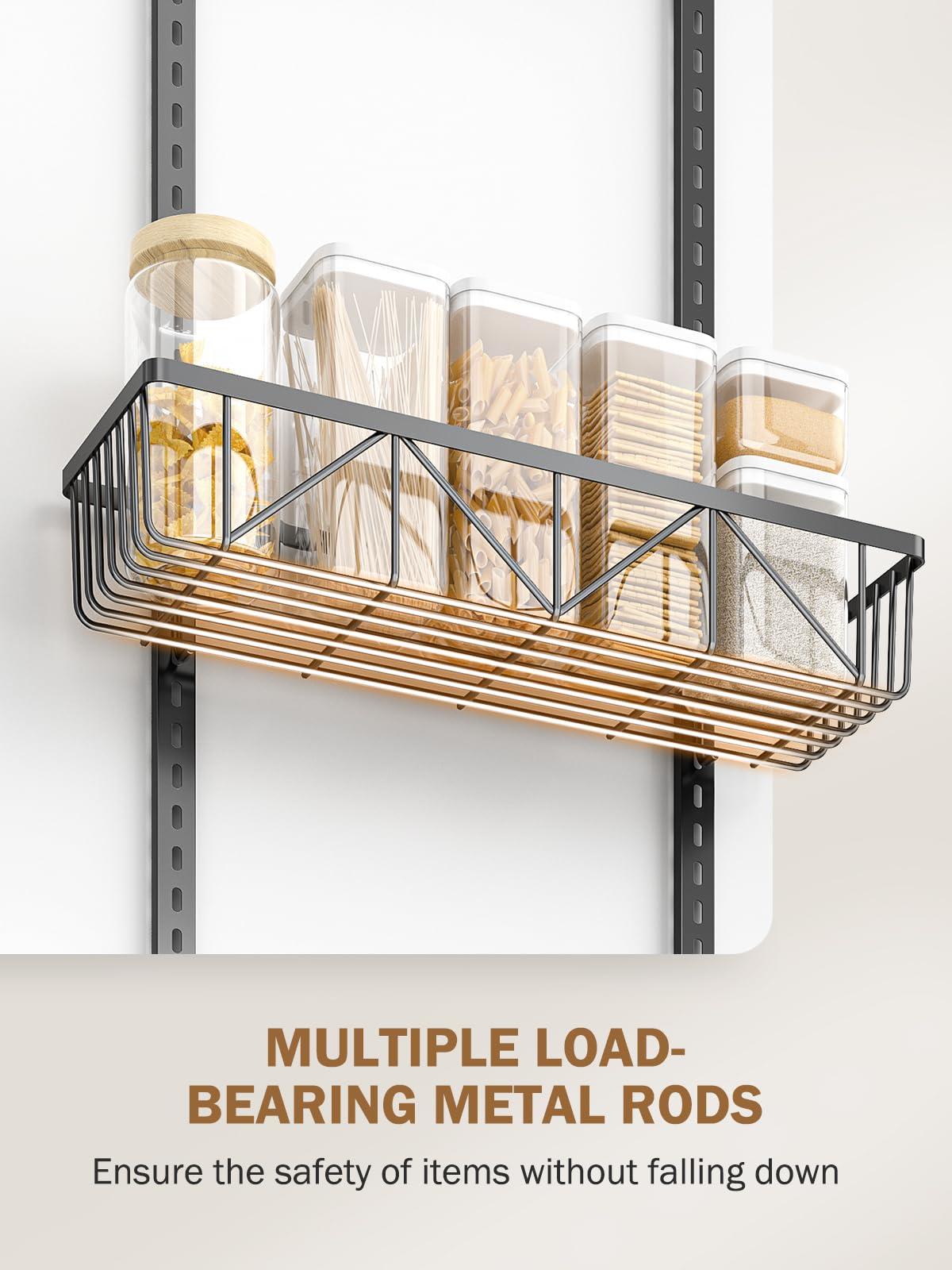 Delamu 9-Tier Adjustable Over the Door Pantry Organizer - Metal Kitchen Storage & Spice Rack - Black Hanging Cabinet Door Shelves for Easy Installation - Perfect for Small Spaces & Apartment Organization