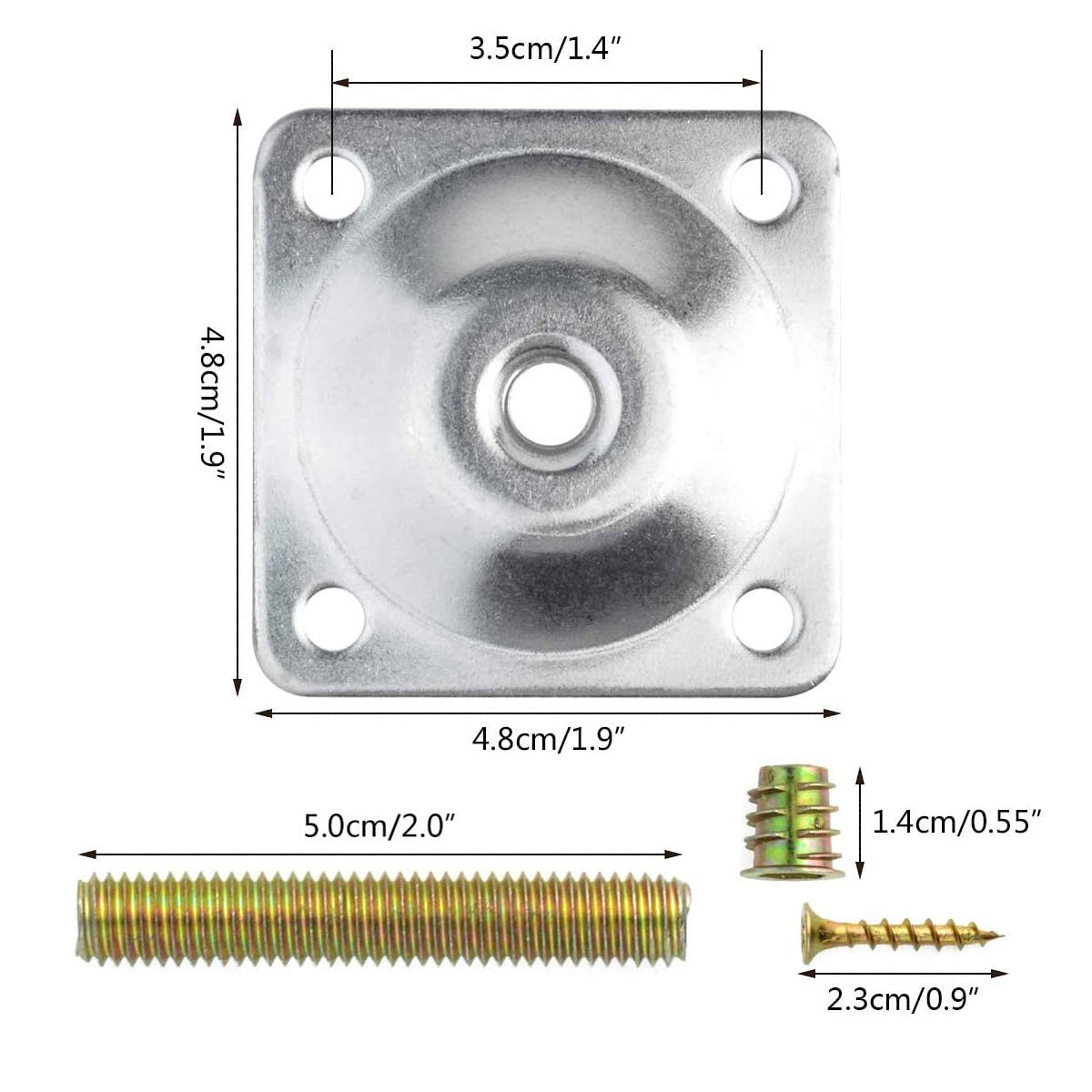 4Pcs Furniture Leg Attachment Plates T-Plate 5/16