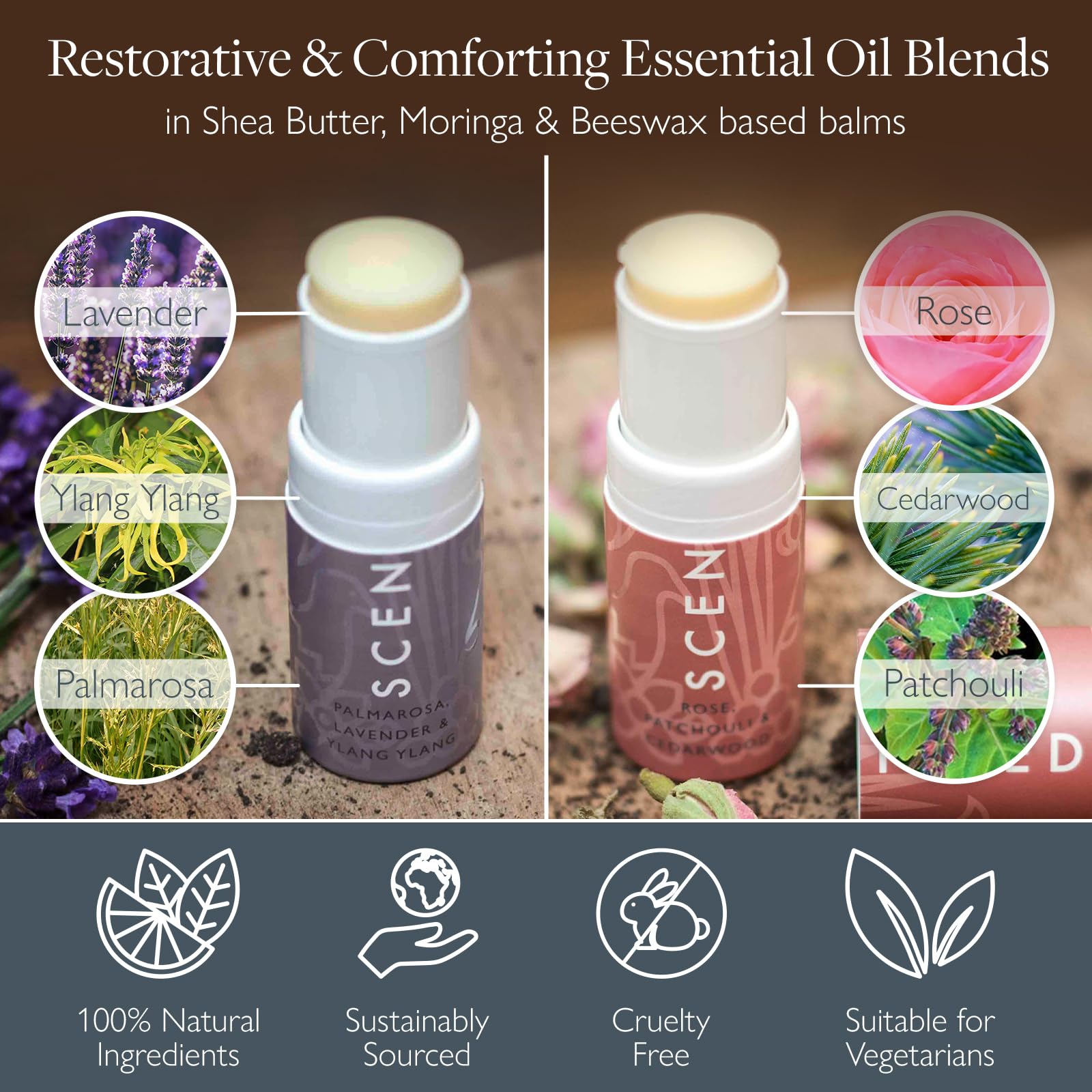 Scentered Aromatherapy Balm Stick Duo for Sleep & Stress Relief - Roll-On Essential Oil Blends with Rose, Lavender & Ylang Ylang - Natural Relaxation Gift for Women - Perfect for Bedtime, Travel & Self-Care Moments