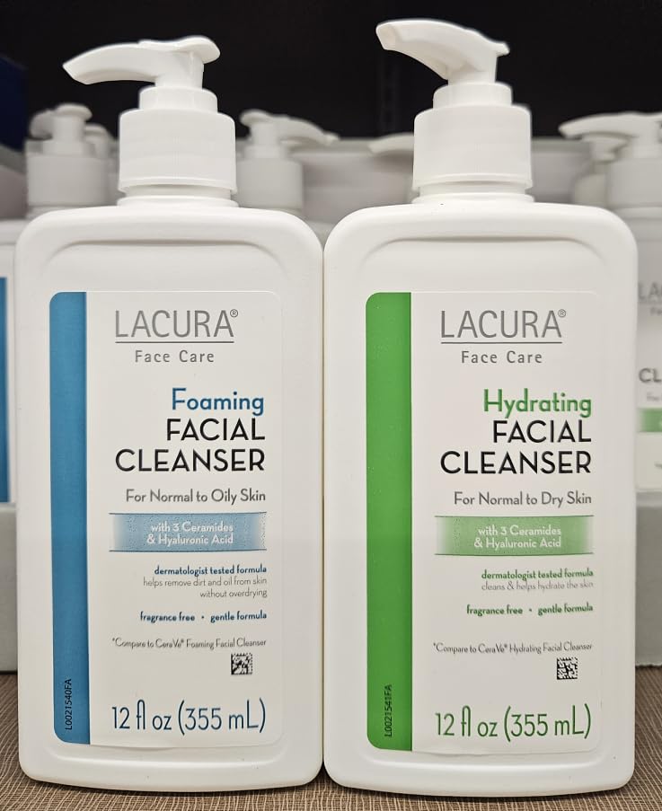 Lacura Hydrating Foaming Facial Cleanser - 12 fl oz (355ml) - 2 Pack - Gentle Face Wash for Dry & Sensitive Skin - Perfect for Daily Skincare Routine & Travel