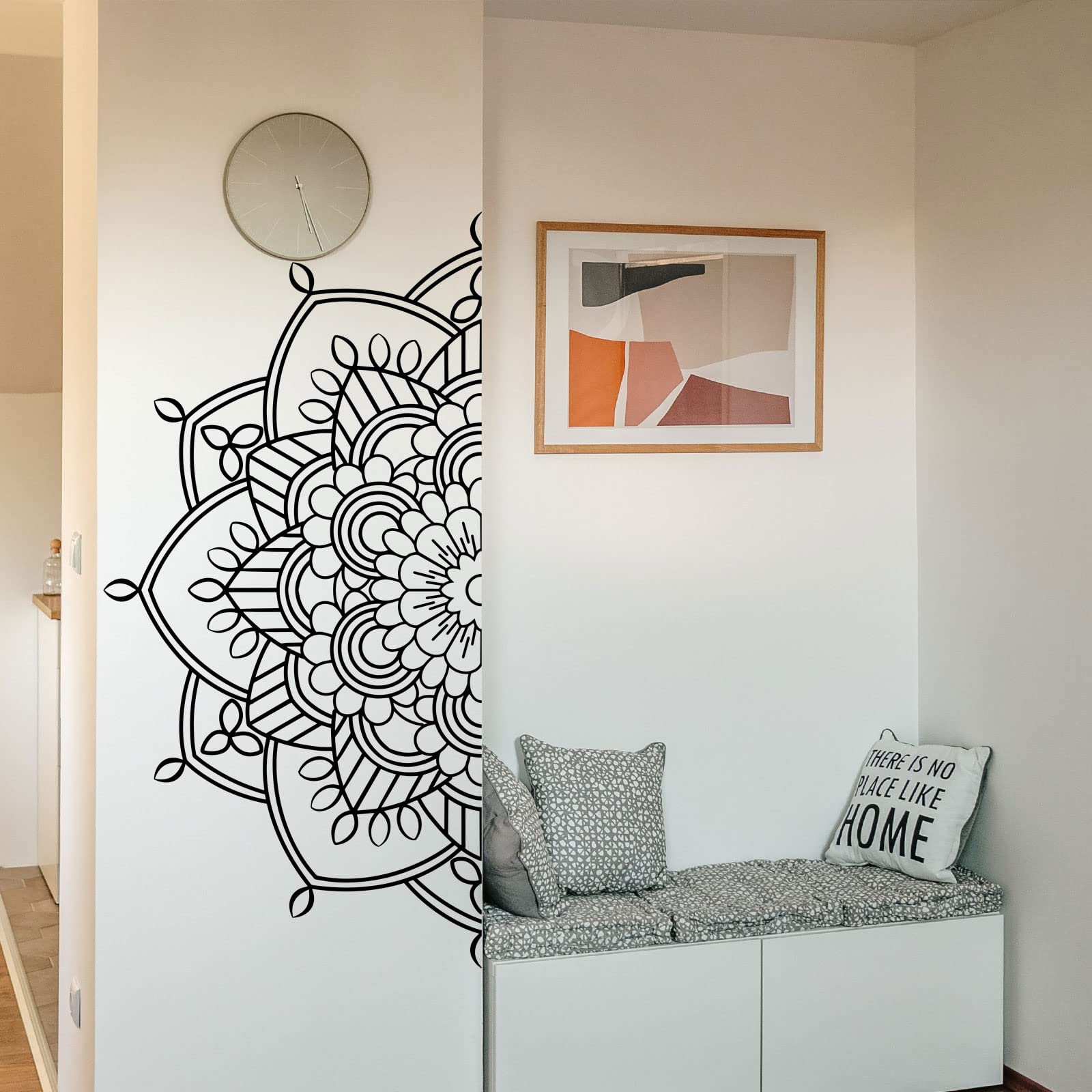 Half Mandala Wall Decal - Removable Vinyl Flower Sticker for Bedroom, Yoga Studio & Office Decor | Meditation Wall Art for Home, Cafe & Art Room | Boho Chic Decoration for Spiritual Spaces