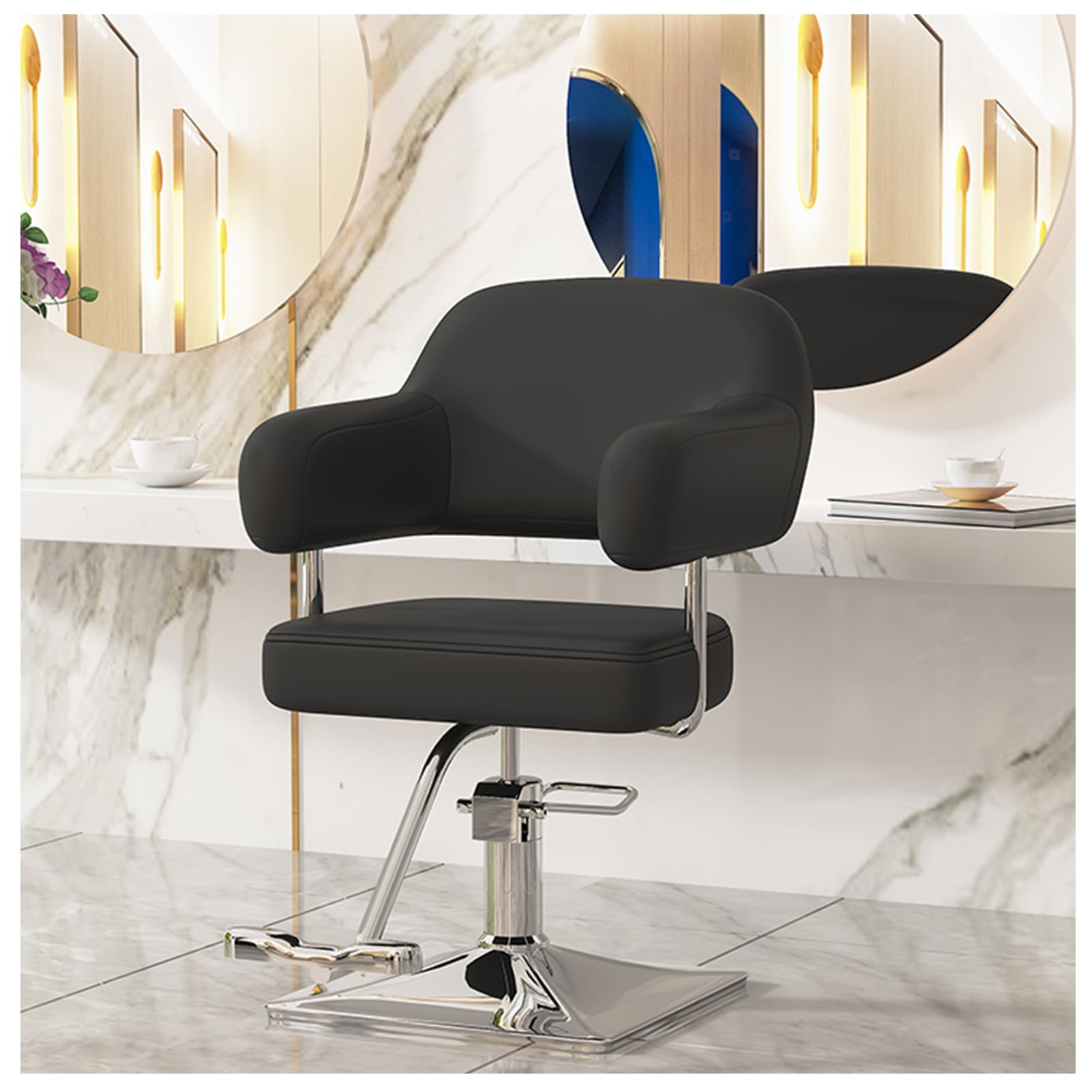 Professional Hydraulic Barber Chair - Adjustable Height, 360° Swivel Styling Chair for Salon, Spa & Tattoo Parlor - Black Beauty Equipment for Hairdressing & Styling - Perfect for Home & Professional Use