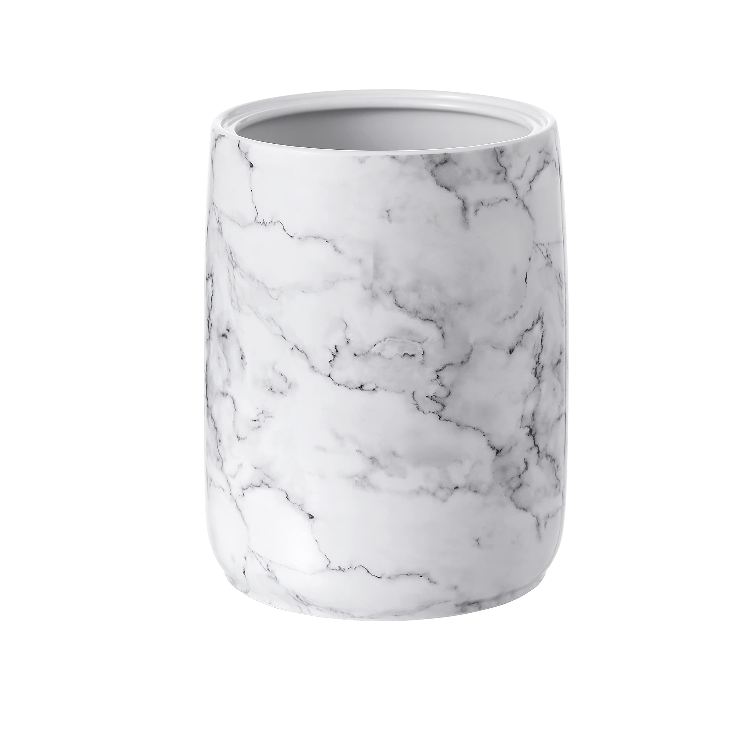 Elegant Ceramic Bathroom Trash Can with Marble Look - Decorative Wastebasket for Bathroom, Bedroom & Office - Perfect for Home, Hotel & Spa Decor