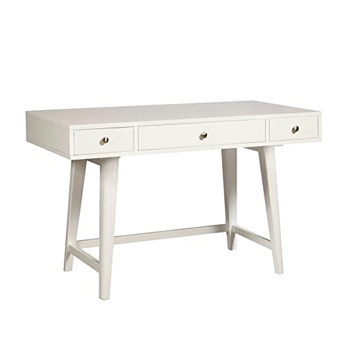 Vintage White Mid Century Modern Desk - Home Office Furniture for Small Spaces | Perfect for Study, Work & Writing