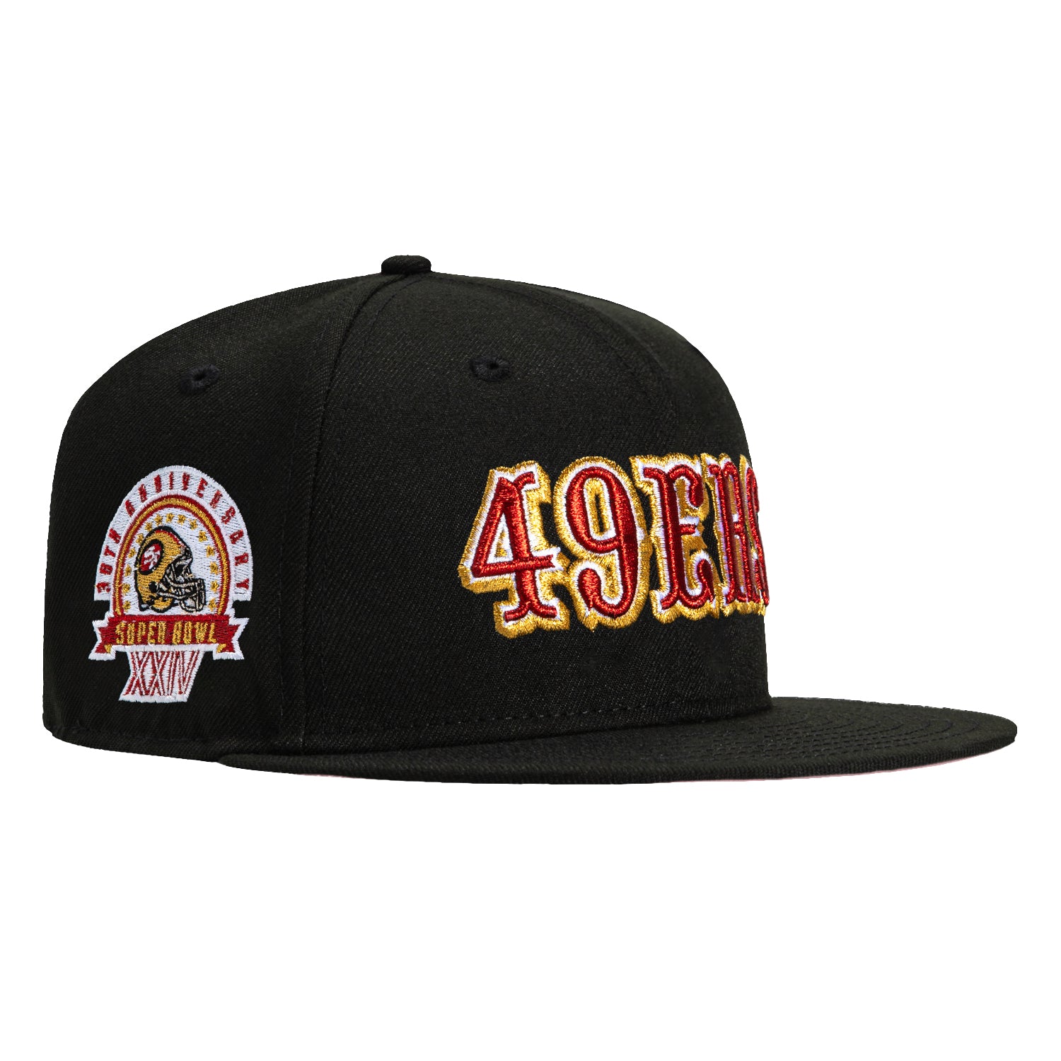 New Era 59Fifty San Francisco 49ers 30th Anniversary Champions Patch Hat - Black, Red & Gold NFL Football Cap for Fans & Collectors - Perfect for Game Day, Sports Events & Memorabilia Display